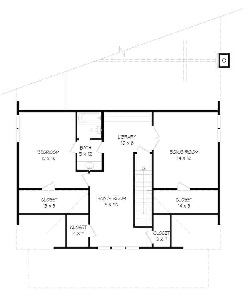 Floor Plan Upper Level of Farmhouse Plan #196-1205
