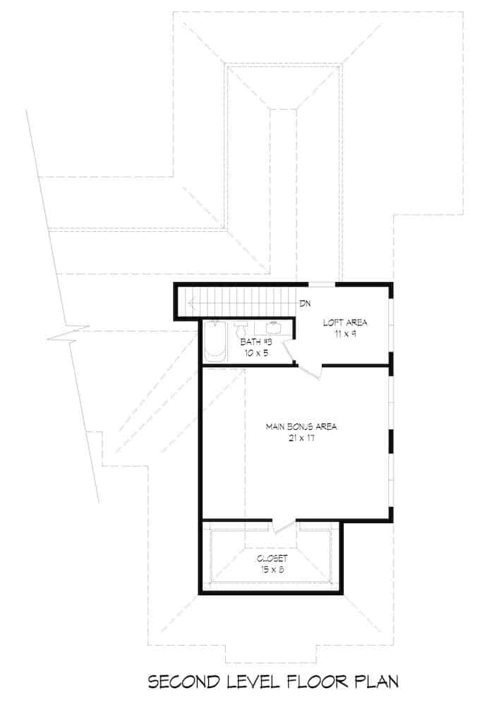Floor Plan Bonus Room of French Plan #196-1208
