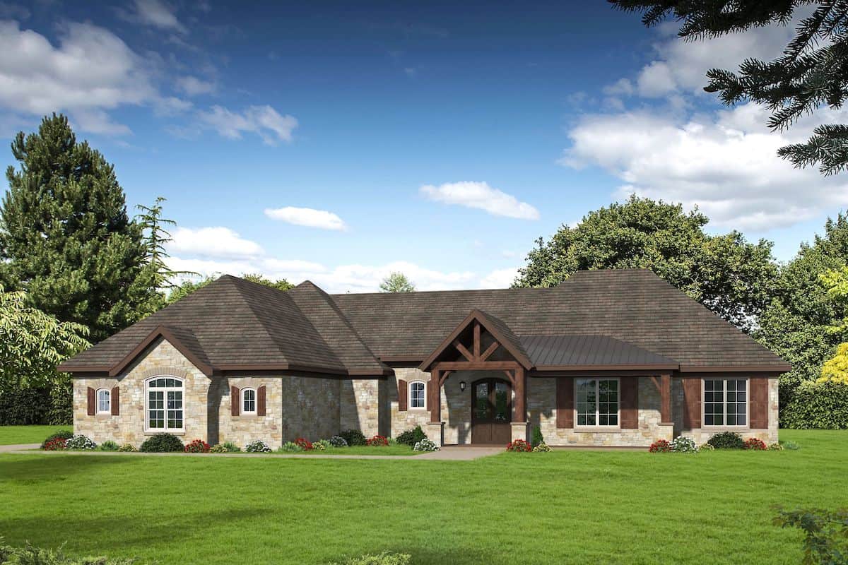 Rustic Ranch Home (ThePlanCollection: Plan #196-1209)