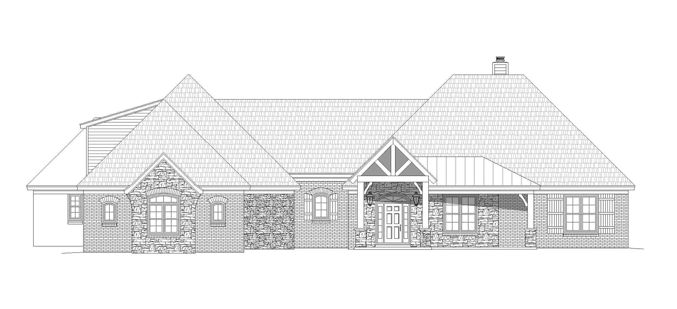 Home Plan Front Elevation of this 3-Bedroom,3642 Sq Ft Plan -196-1210