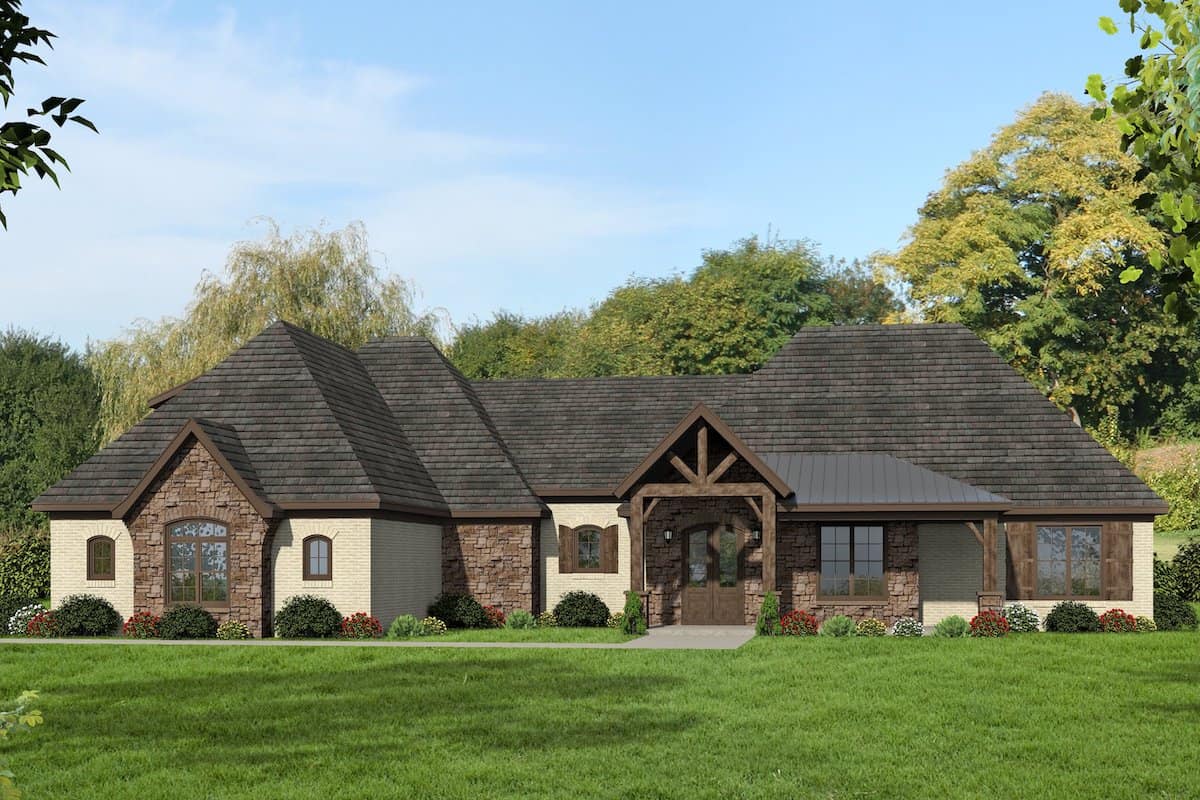 Front View of this 3-Bedroom, 3642 Sq Ft Plan - 196-1210