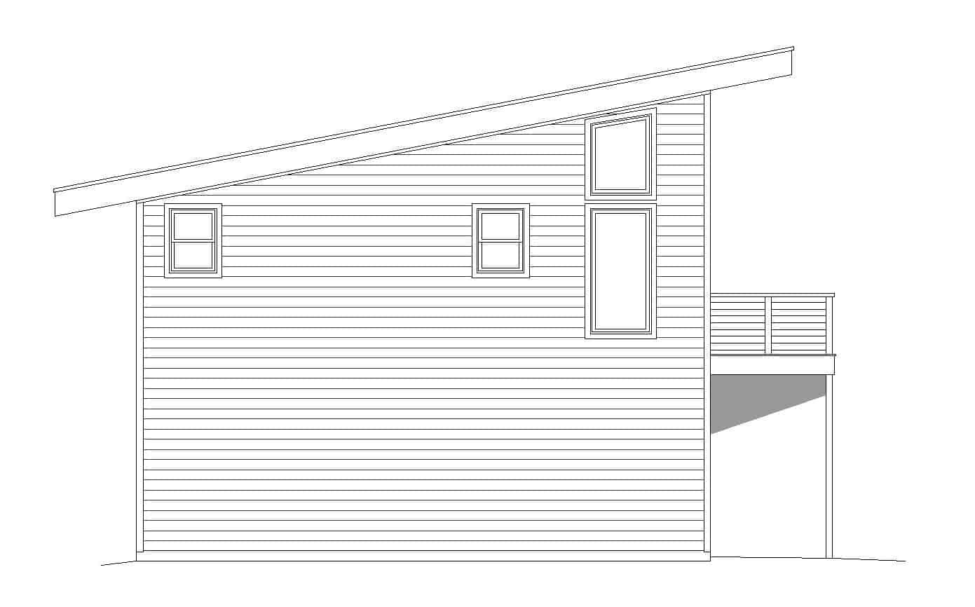 Home Plan Left Elevation of this 1-Bedroom,650 Sq Ft Plan -196-1211