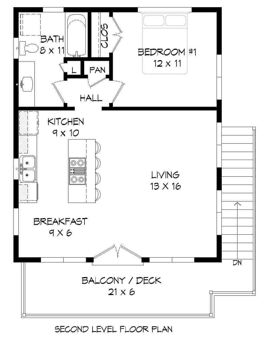 Floor Plan Upper Level of Contemporary Plan #196-1211