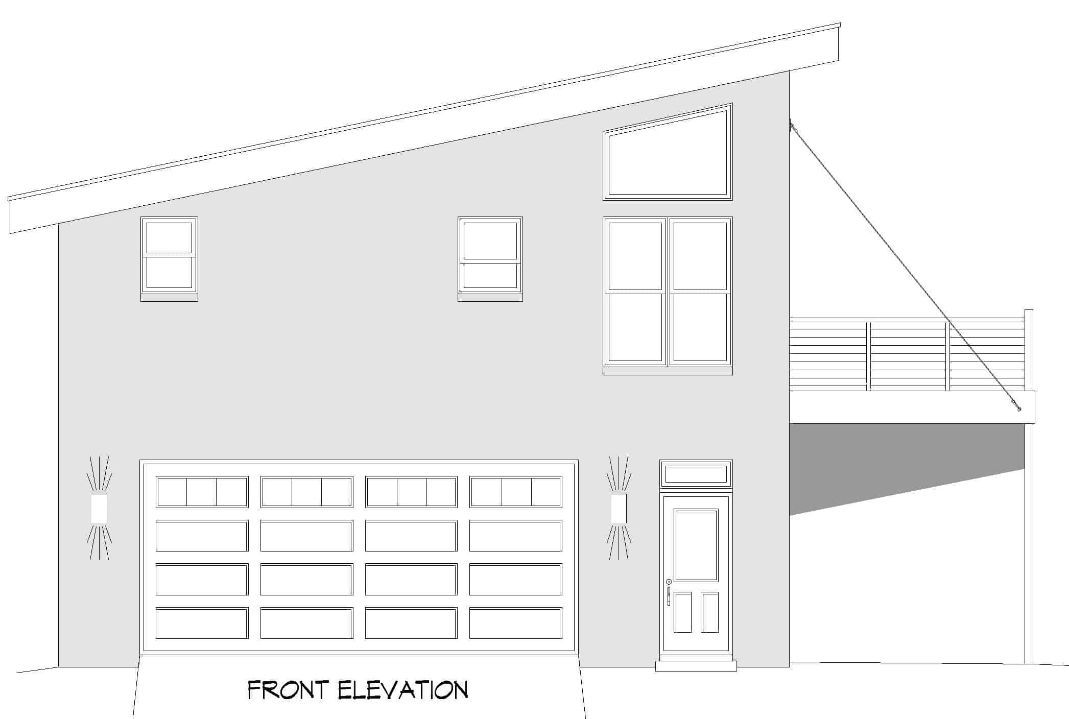 Home Plan Front Elevation of this 1-Bedroom,804 Sq Ft Plan -196-1212