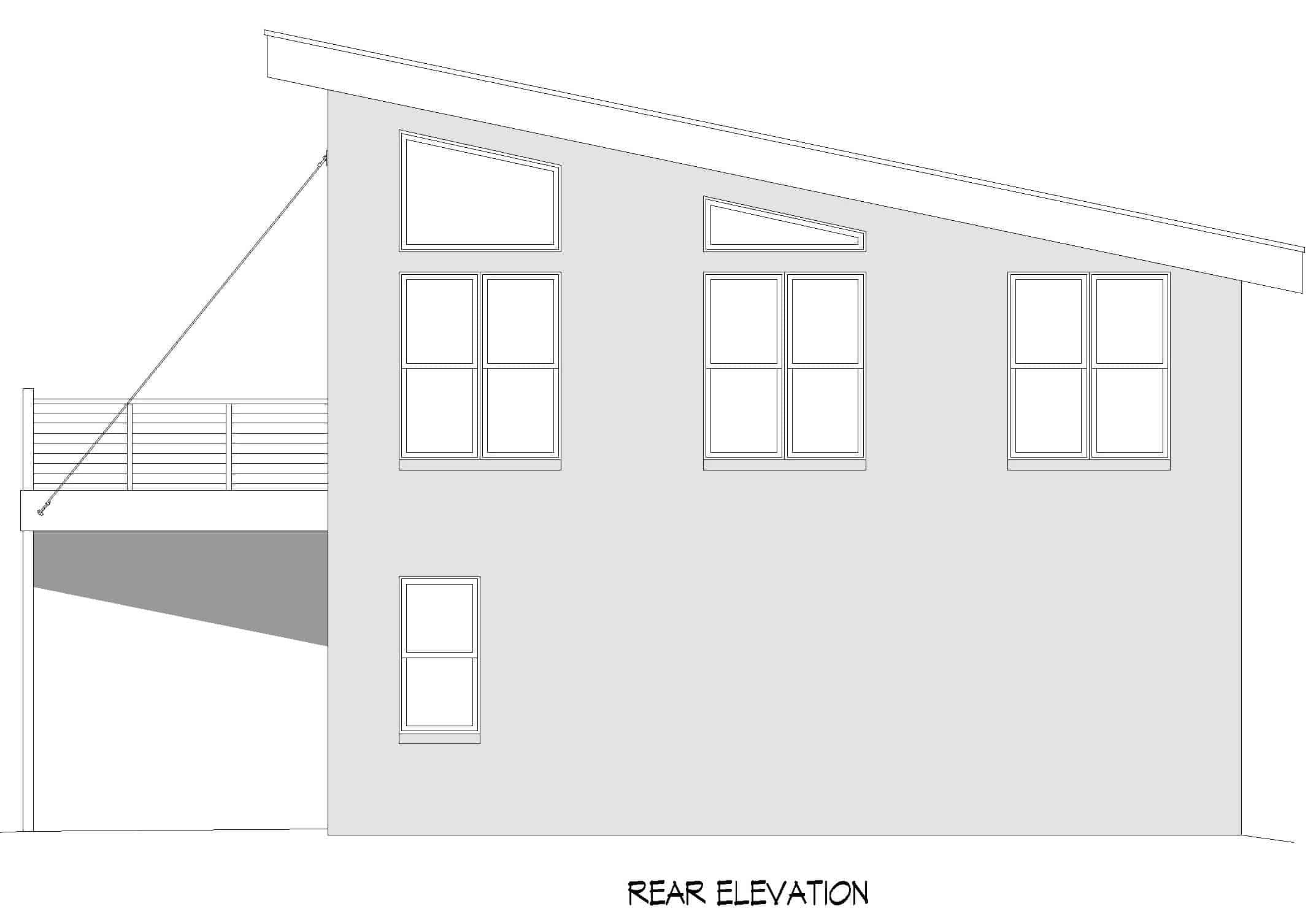 Home Plan Rear Elevation of this 1-Bedroom,804 Sq Ft Plan -196-1212
