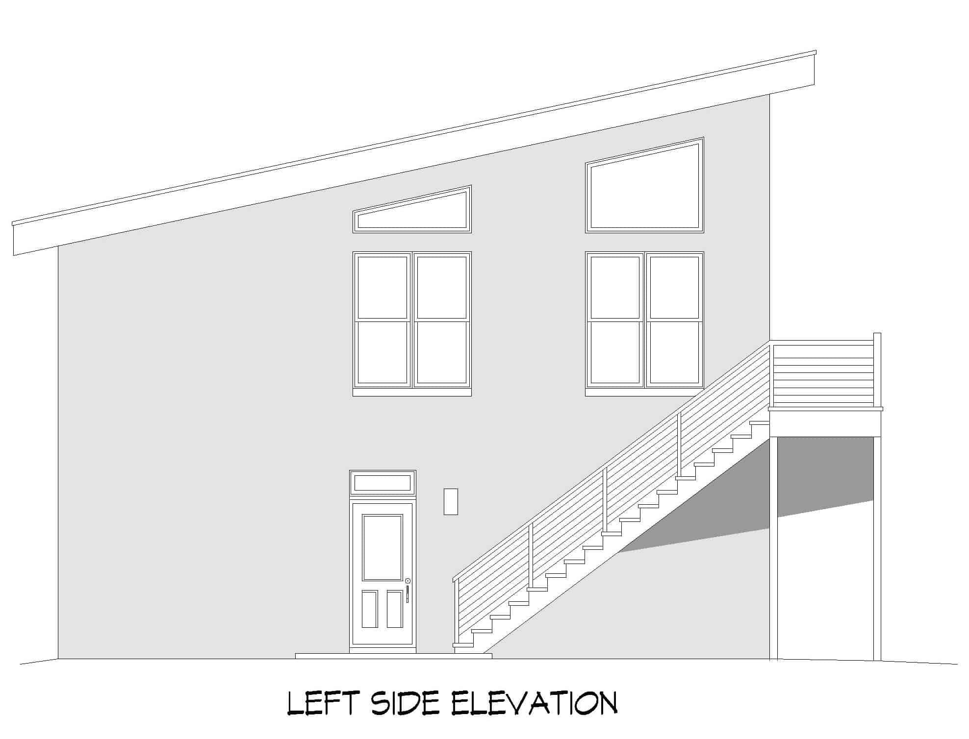Home Plan Left Elevation of this 2-Bedroom,1402 Sq Ft Plan -196-1213