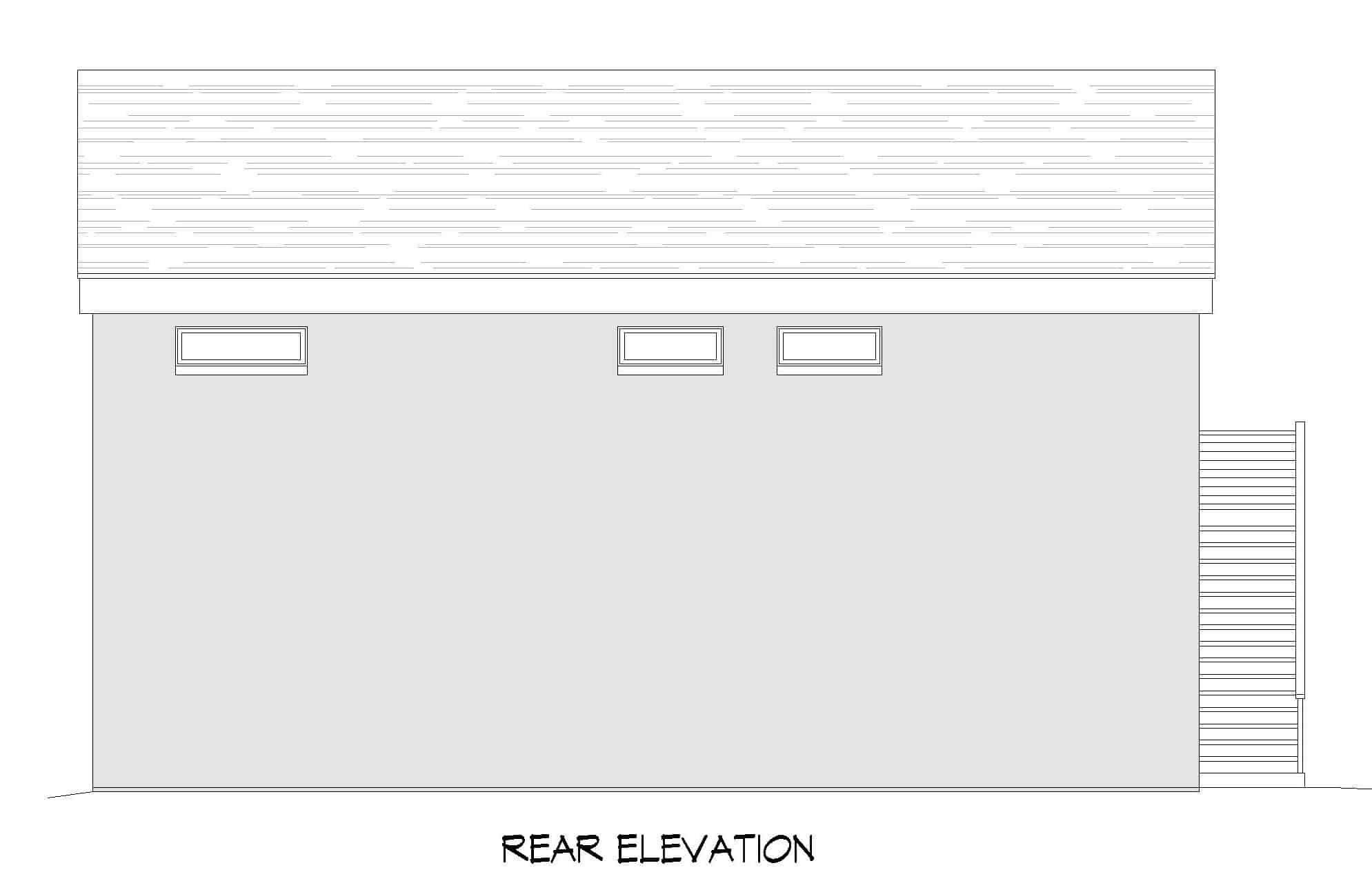 Home Plan Rear Elevation of this 2-Bedroom,1402 Sq Ft Plan -196-1213