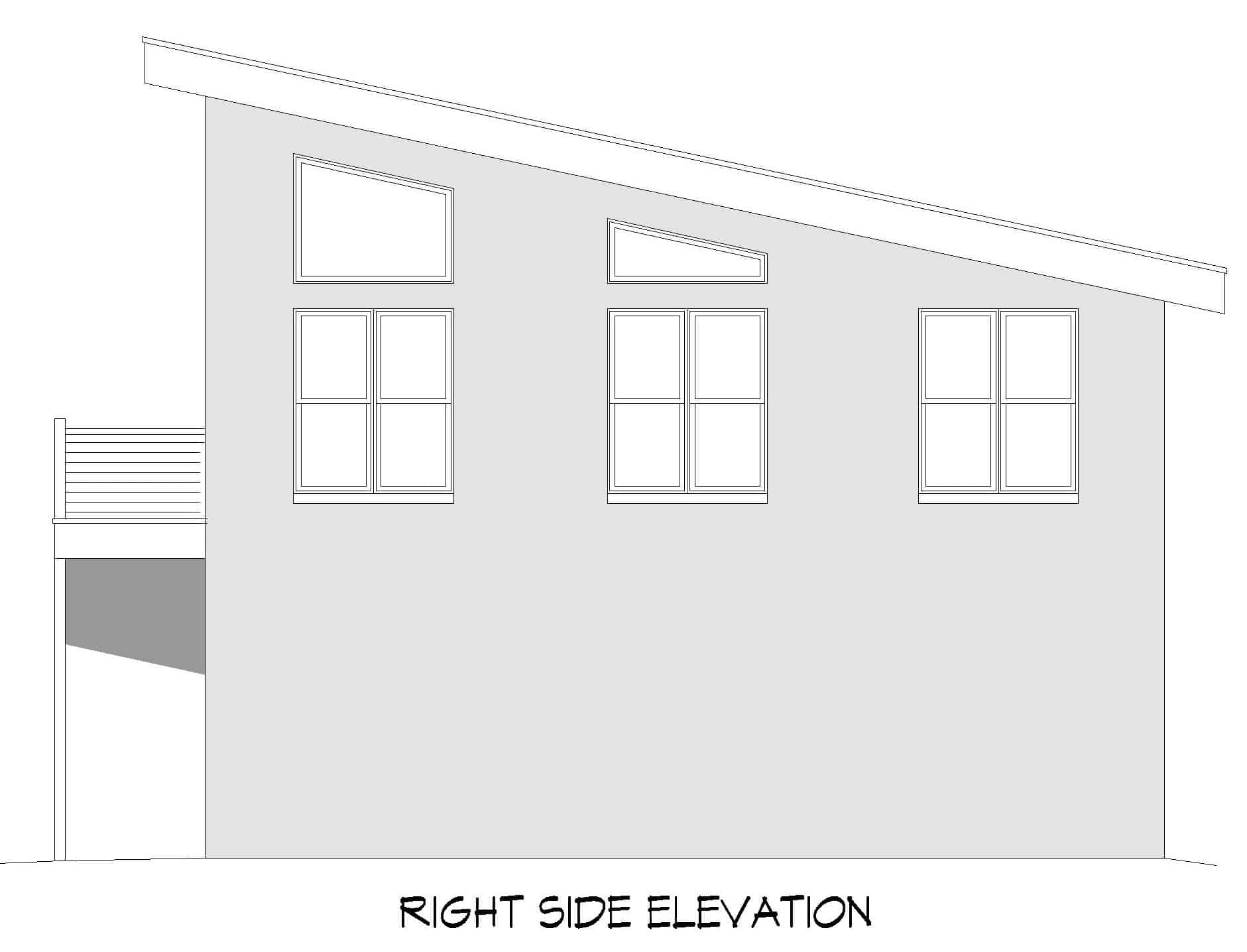 Home Plan Right Elevation of this 2-Bedroom,1402 Sq Ft Plan -196-1213