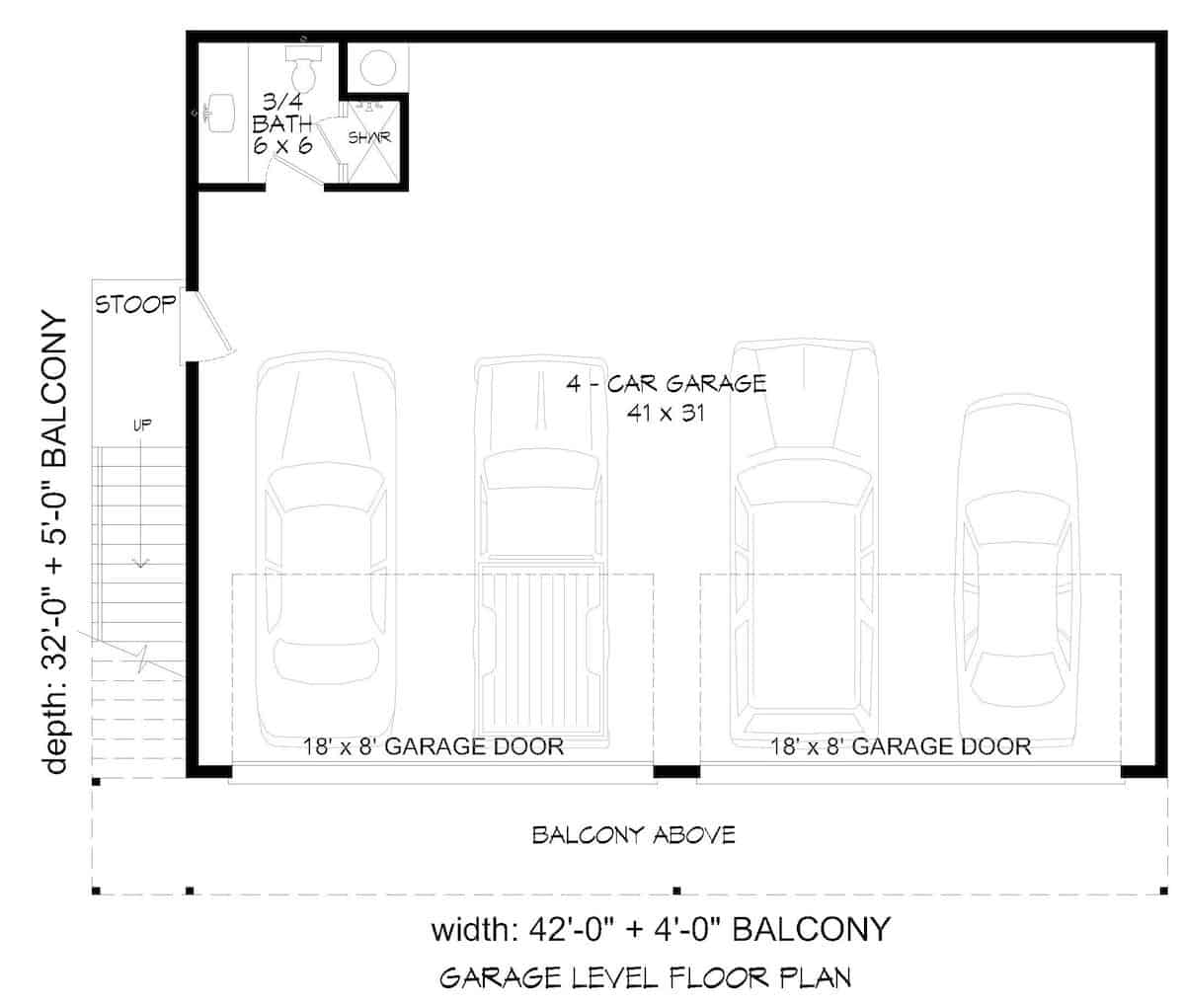 Floor Plan Main Level of Contemporary Plan #196-1213