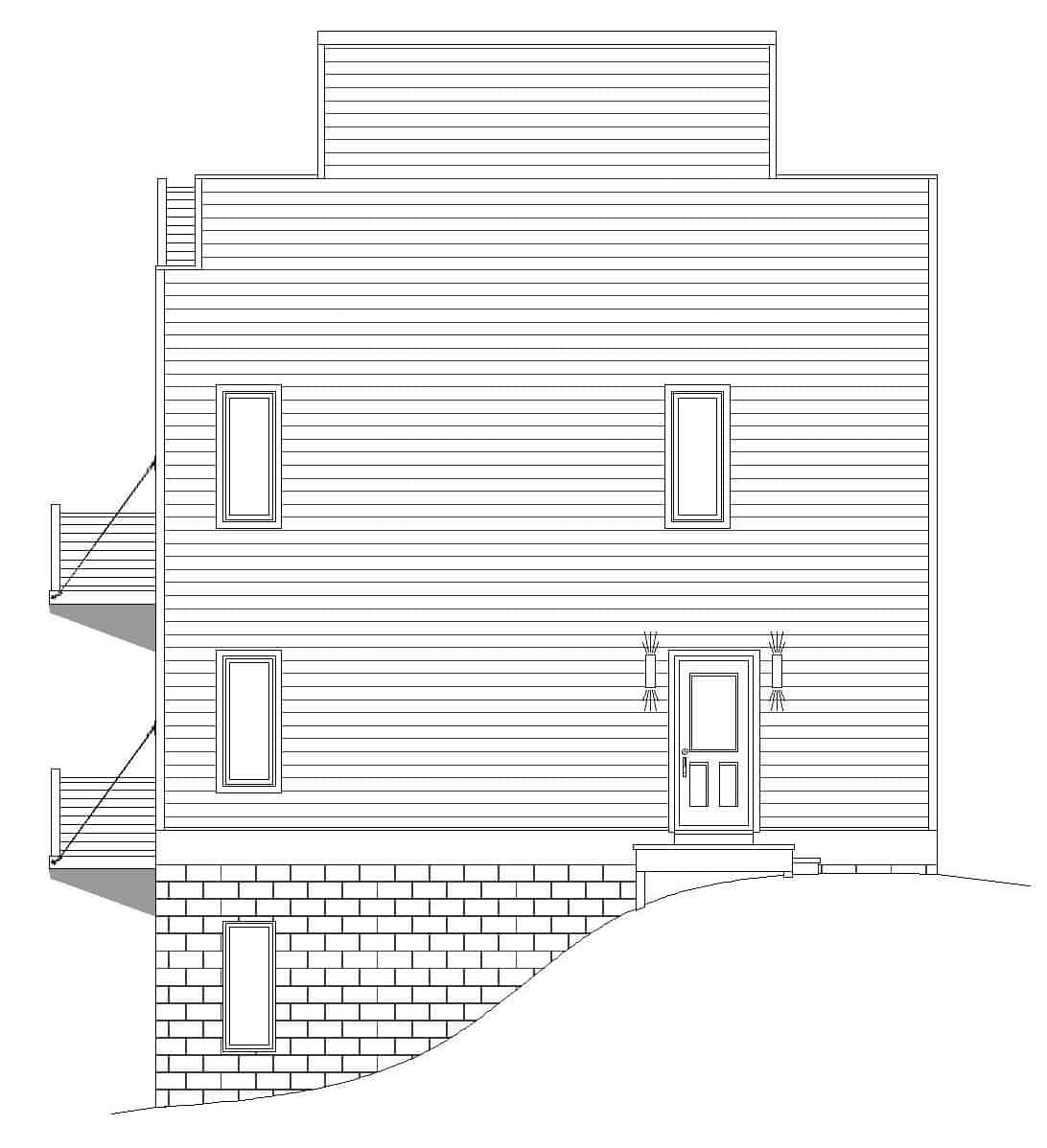 Home Plan Left Elevation of this 2-Bedroom,1465 Sq Ft Plan -196-1215