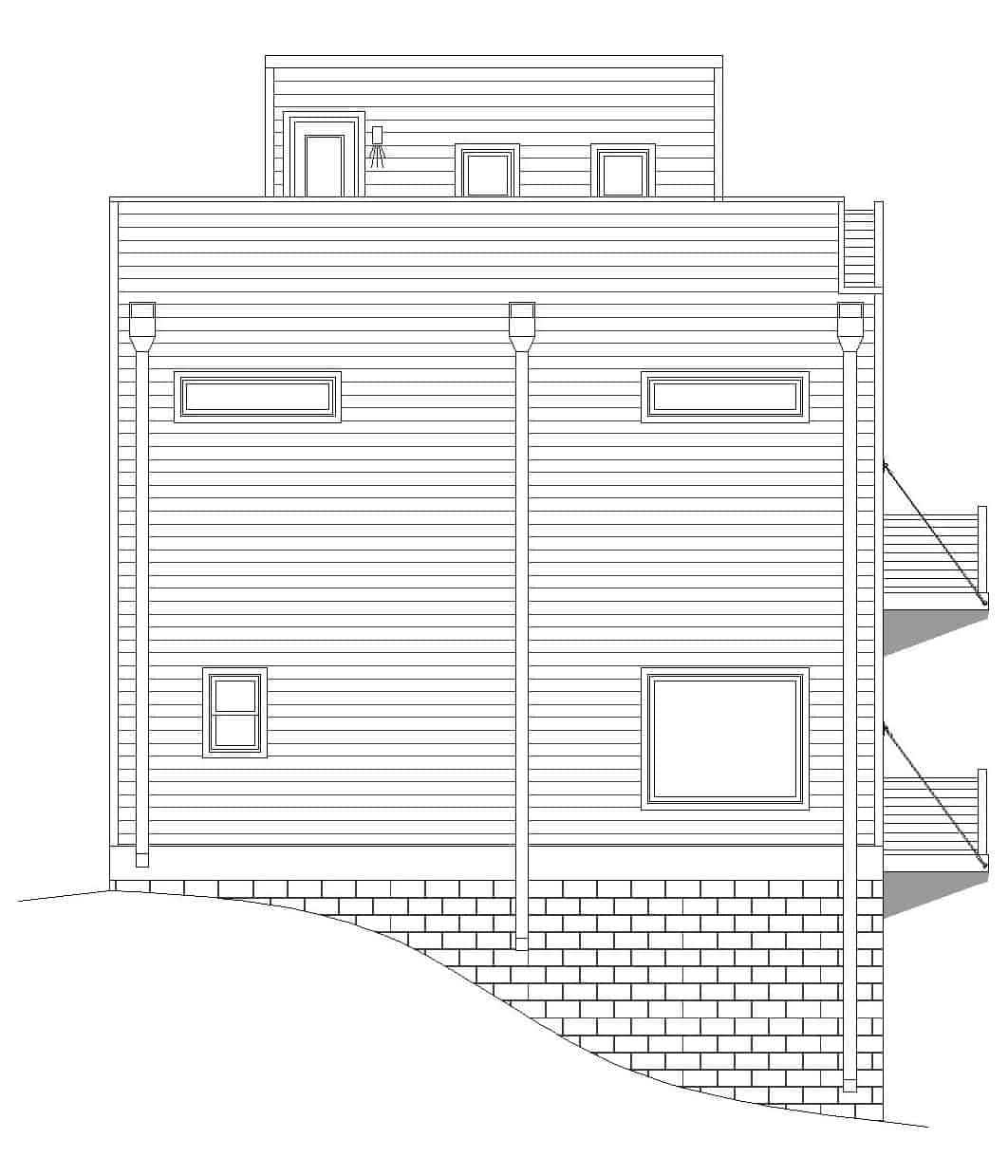 Home Plan Right Elevation of this 2-Bedroom,1465 Sq Ft Plan -196-1215