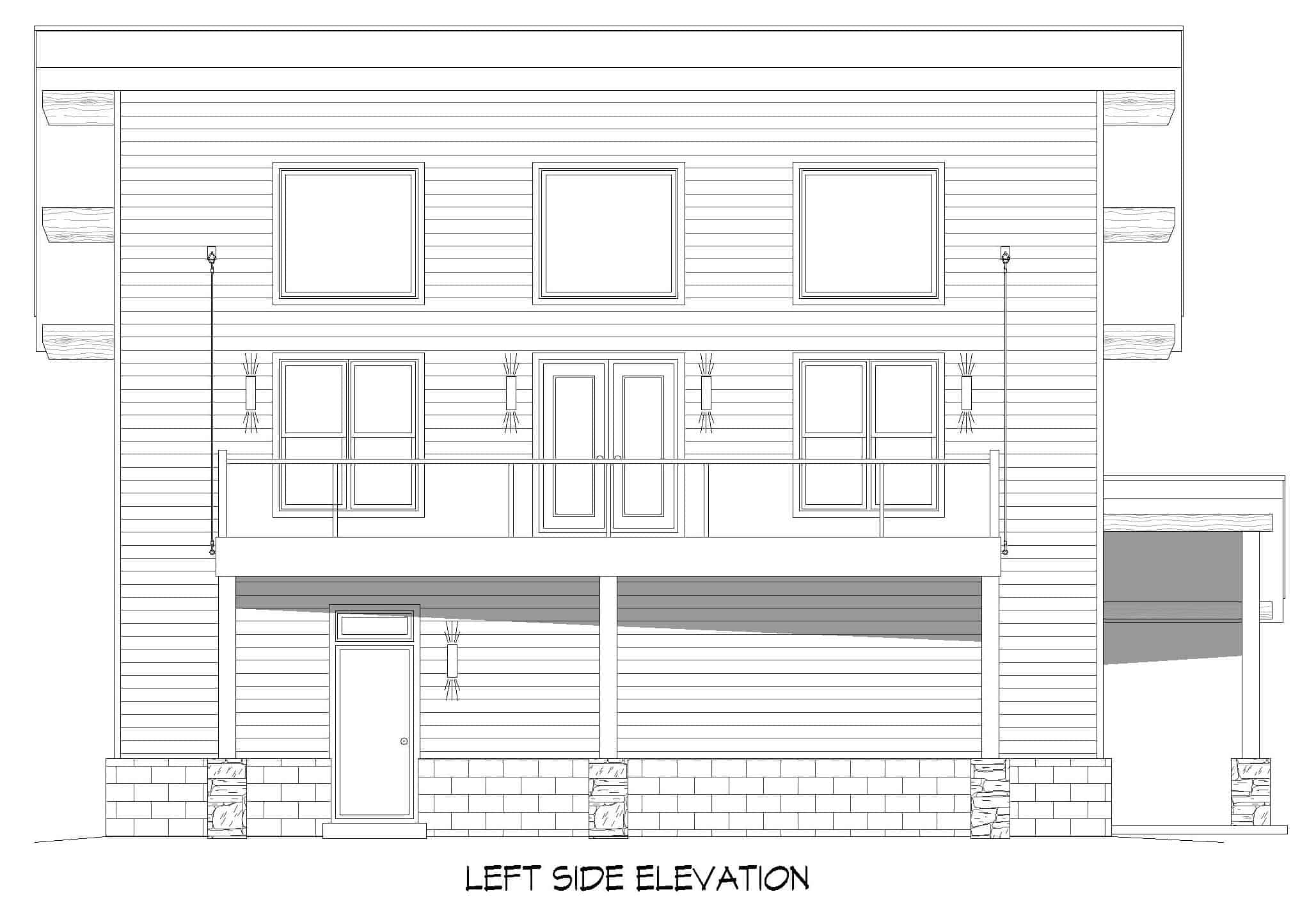 Home Plan Left Elevation of this 2-Bedroom,1727 Sq Ft Plan -196-1216
