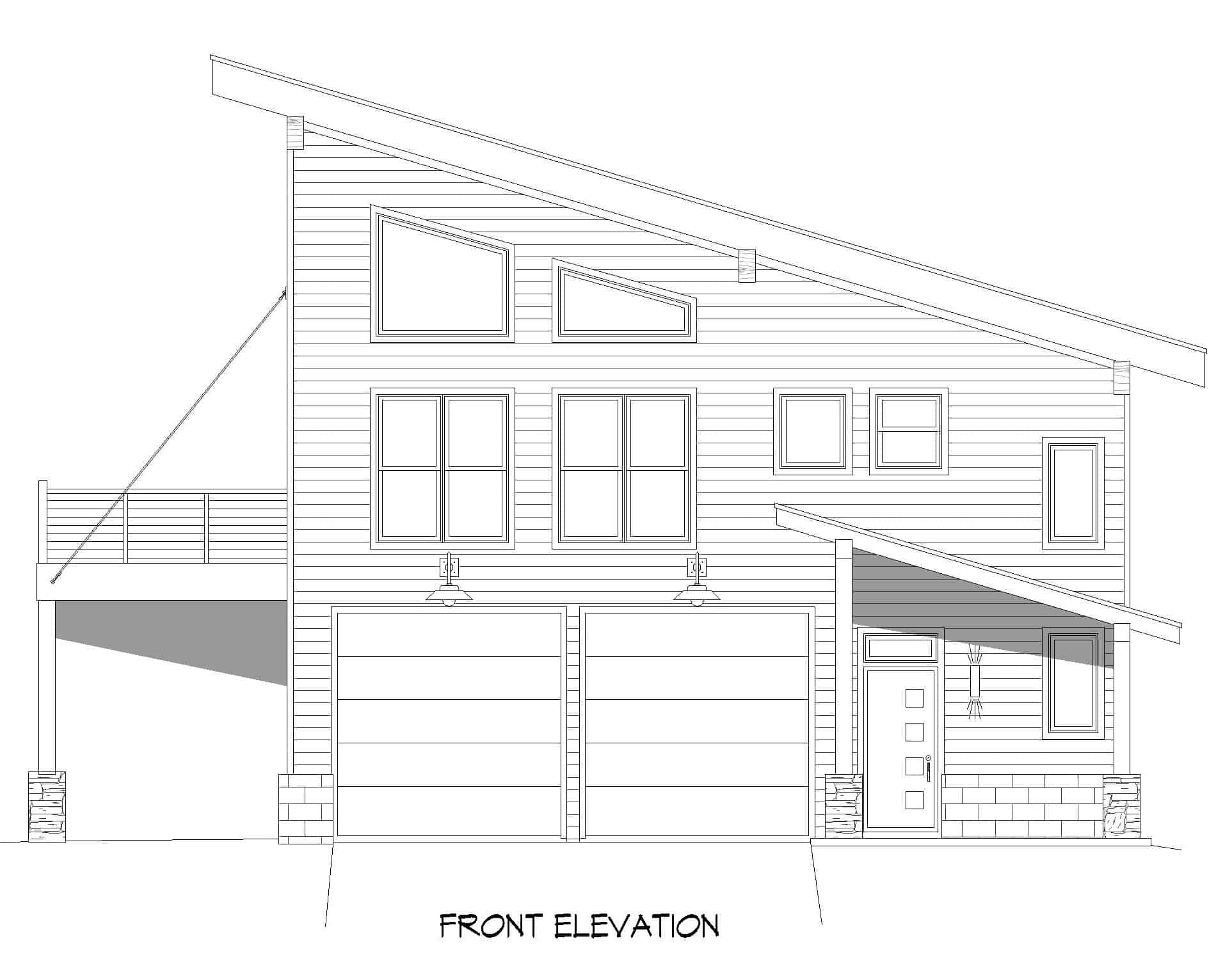 Home Plan Front Elevation of this 2-Bedroom,1727 Sq Ft Plan -196-1216