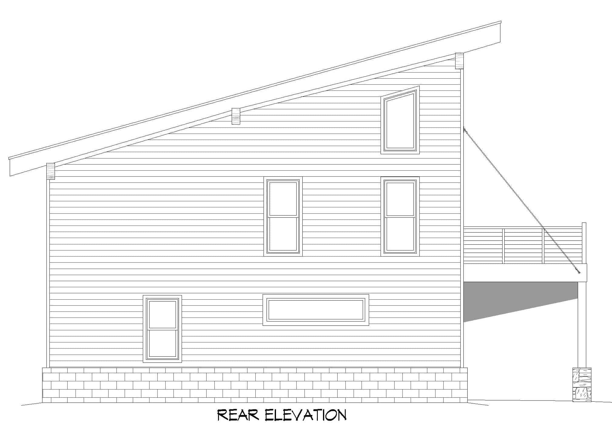 Home Plan Rear Elevation of this 2-Bedroom,1727 Sq Ft Plan -196-1216