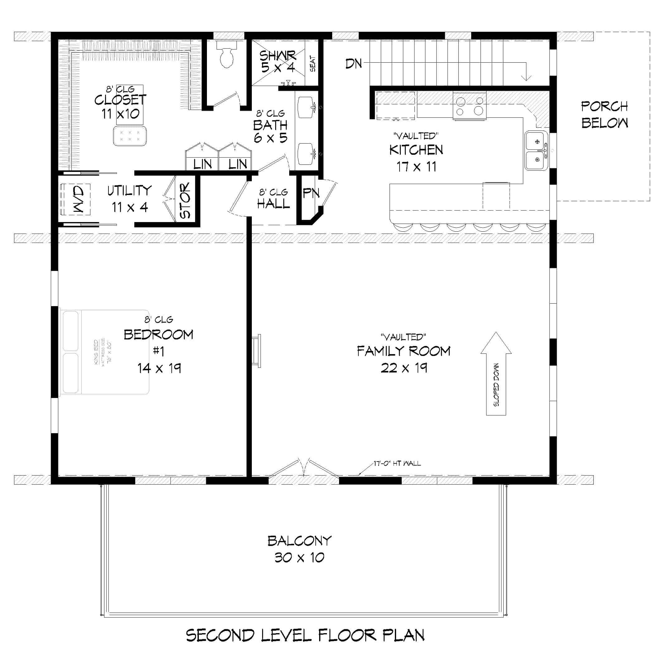 Floor Plan Upper Level of Contemporary Plan #196-1216