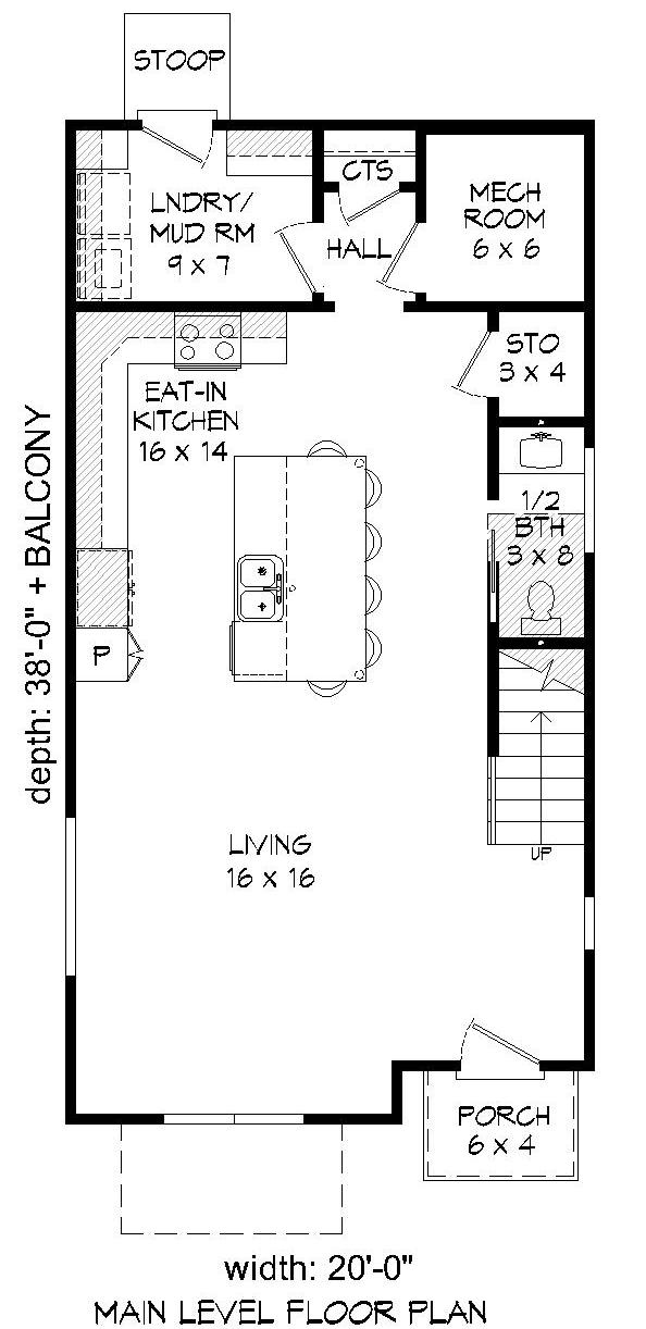 Floor Plan Main Level of Modern Plan #196-1218