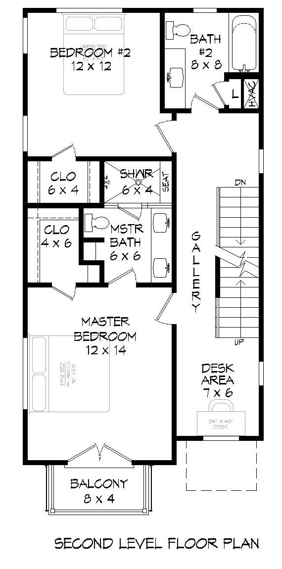 Floor Plan Upper Level of Modern Plan #196-1218