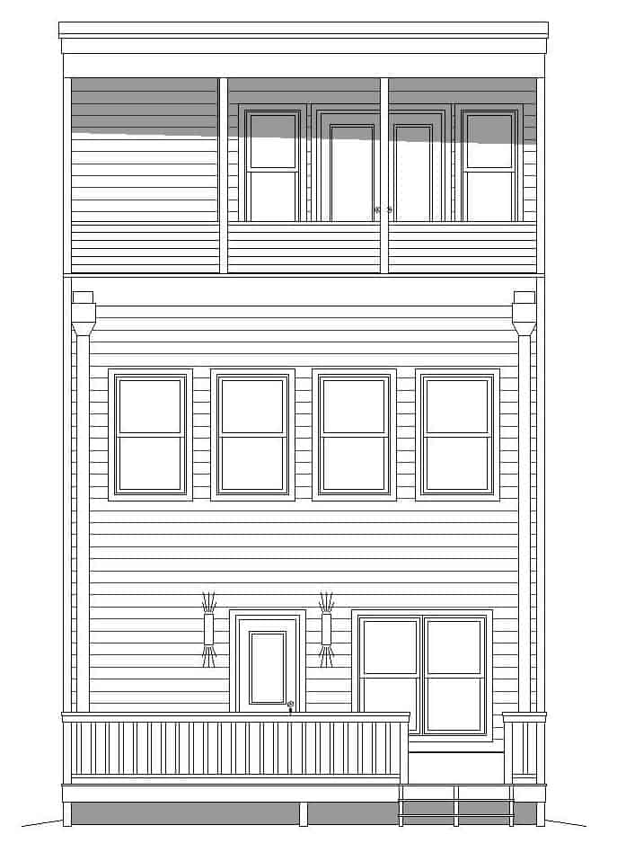 Home Plan Rear Elevation of this 3-Bedroom,2129 Sq Ft Plan -196-1220