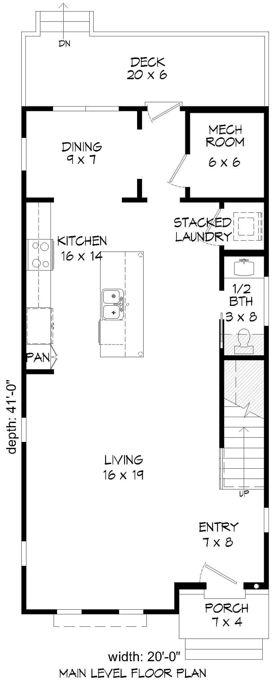 Main Level of Contemporary Plan #196-1220