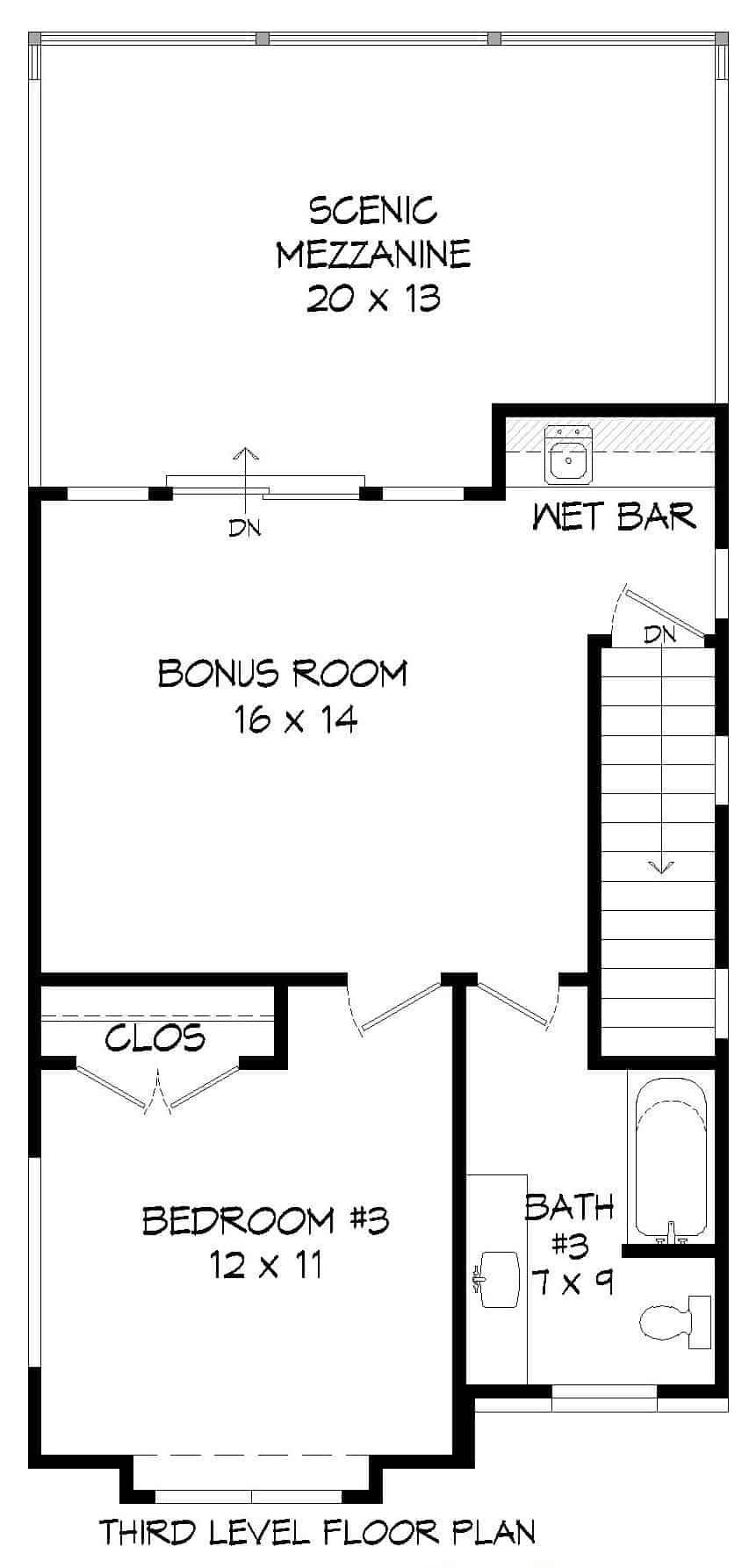 Third Story of Contemporary Plan #196-1220