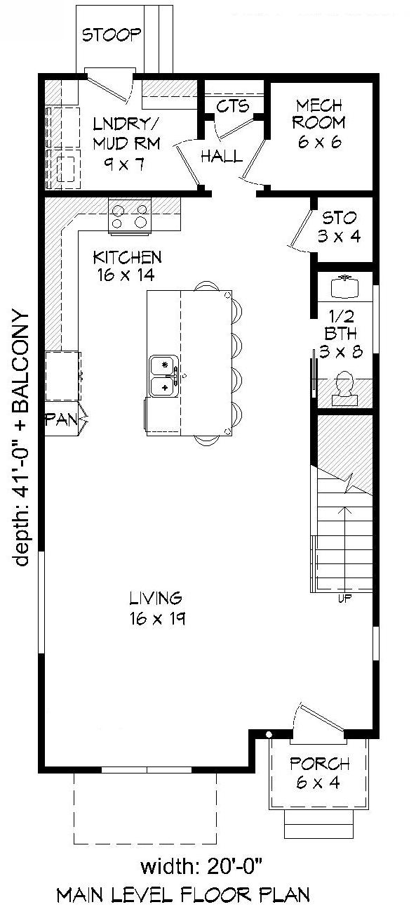 Main Level of Modern Plan #196-1221