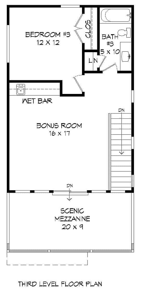Third Story of Modern Plan #196-1221