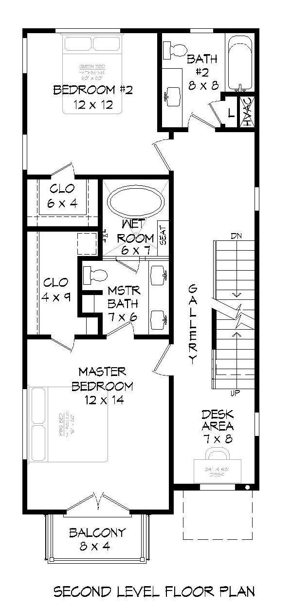 Upper Level of Modern Plan #196-1222