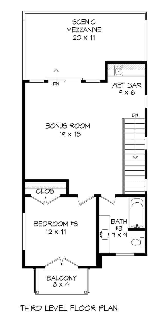 Third Story of Modern Plan #196-1222