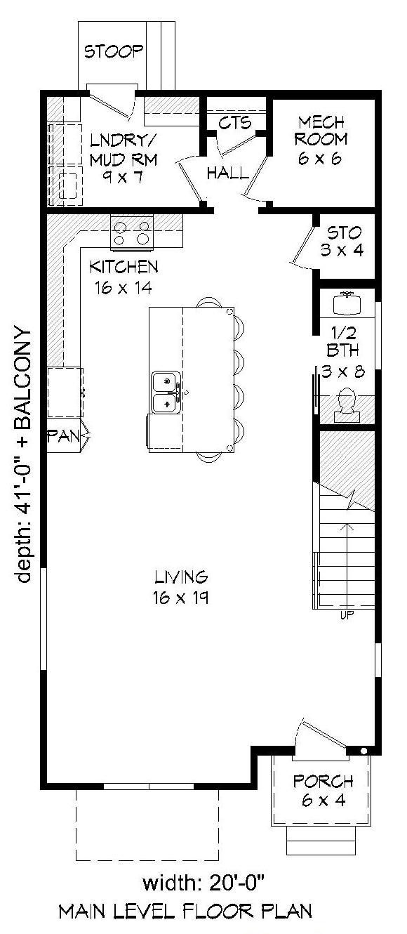 Main Level of Modern Plan #196-1222