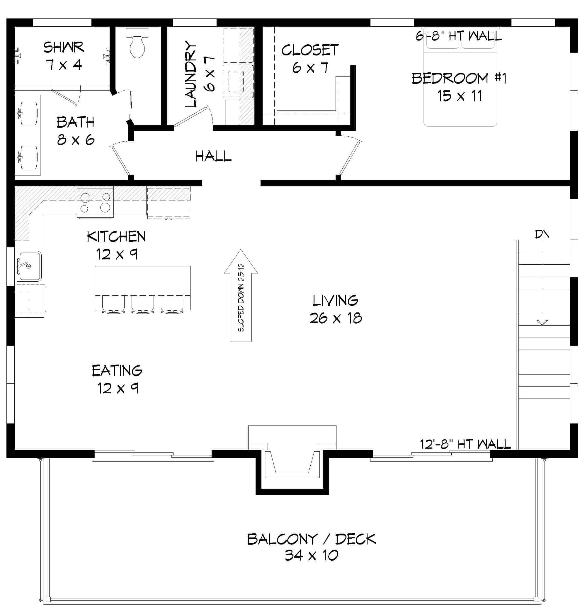 Upper Level of Contemporary Plan #196-1223
