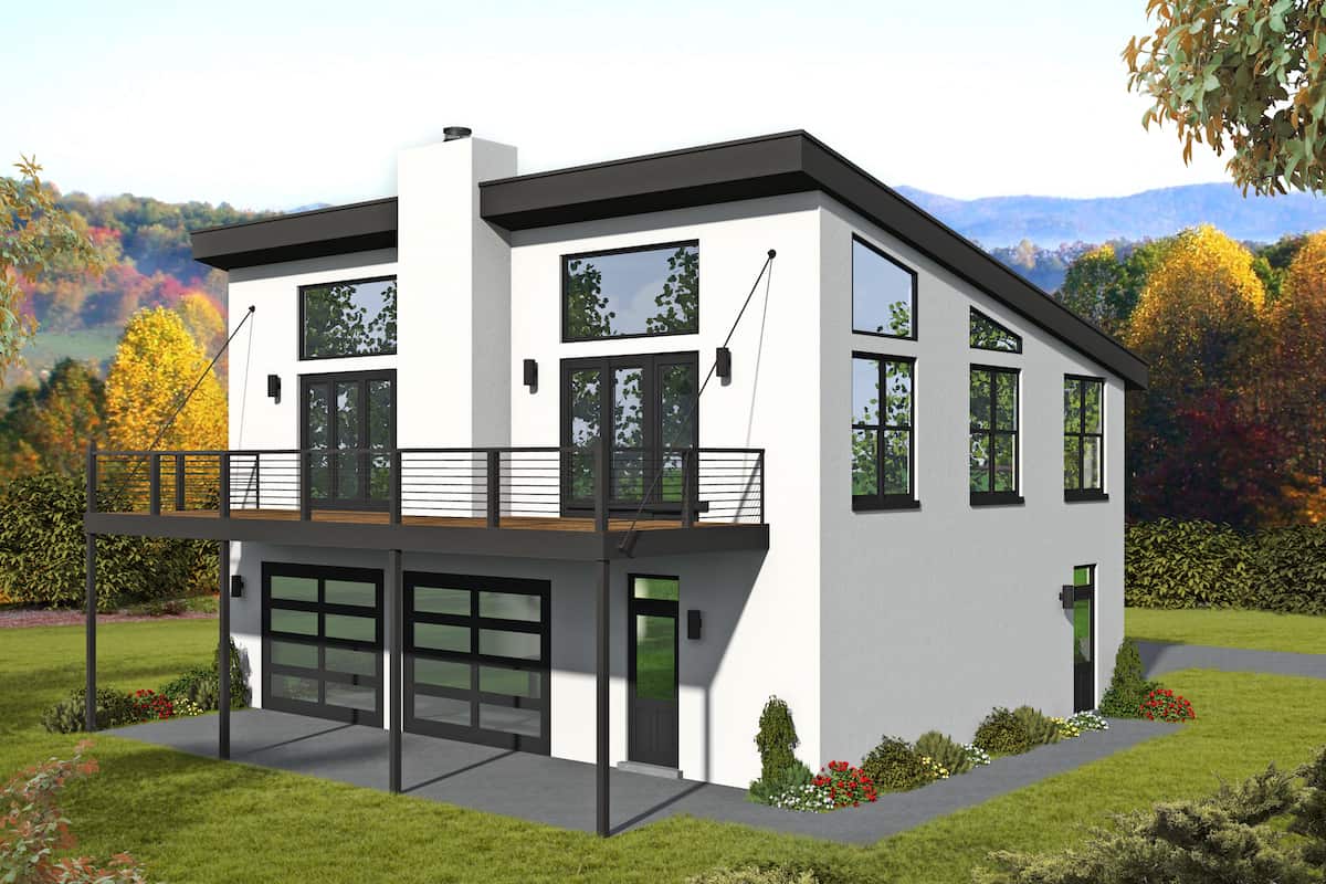 Contemporary style house (ThePlanCollection: Plan #196-1223)
