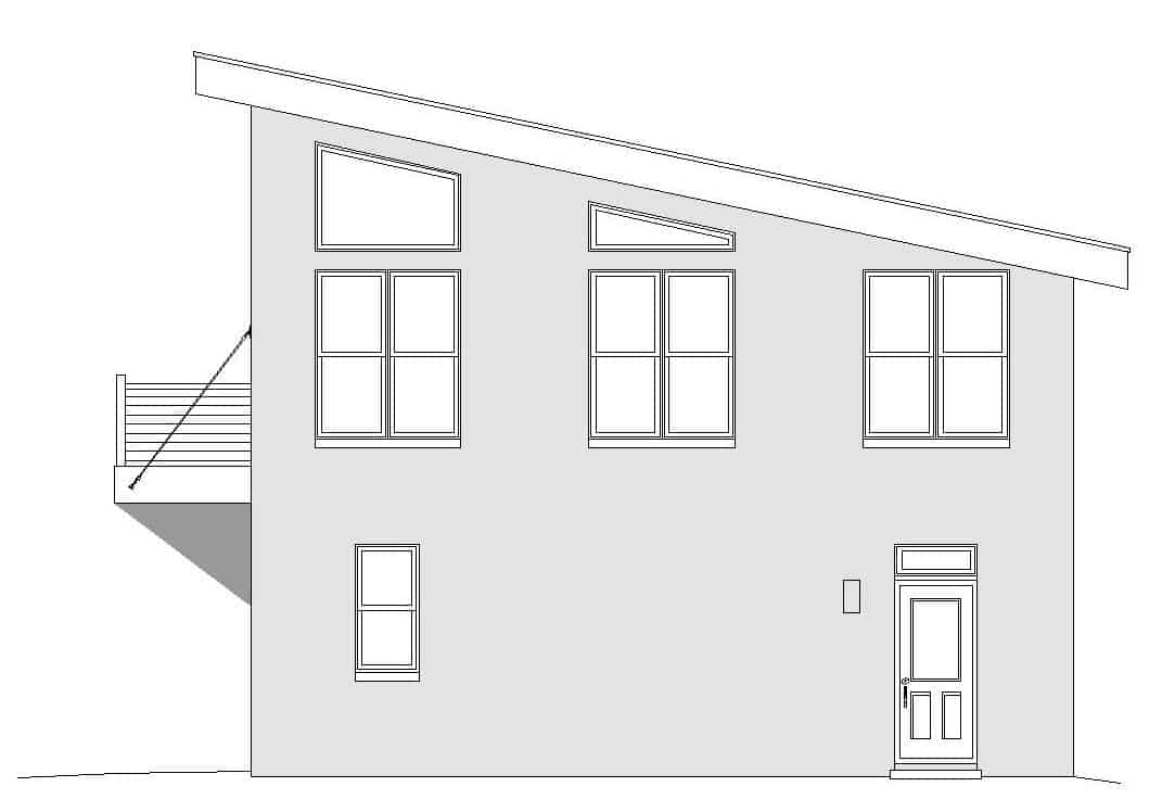 Home Plan Right Elevation of this 1-Bedroom,1200 Sq Ft Plan -196-1224