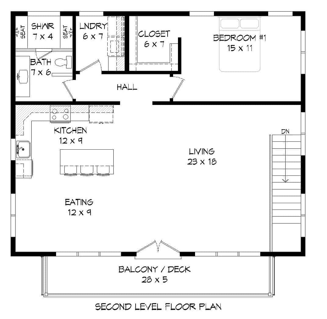 Upper Level of Contemporary Plan #196-1224