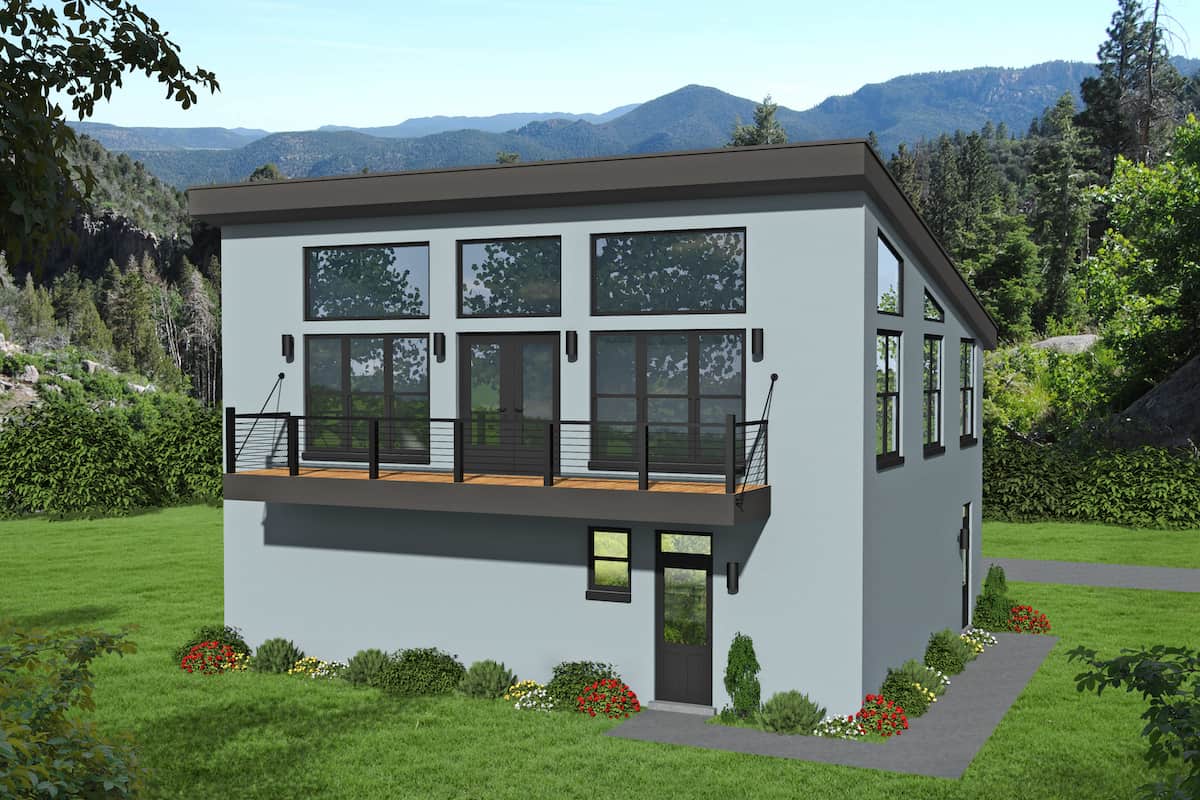Contemporary style house (ThePlanCollection: Plan #196-1224)