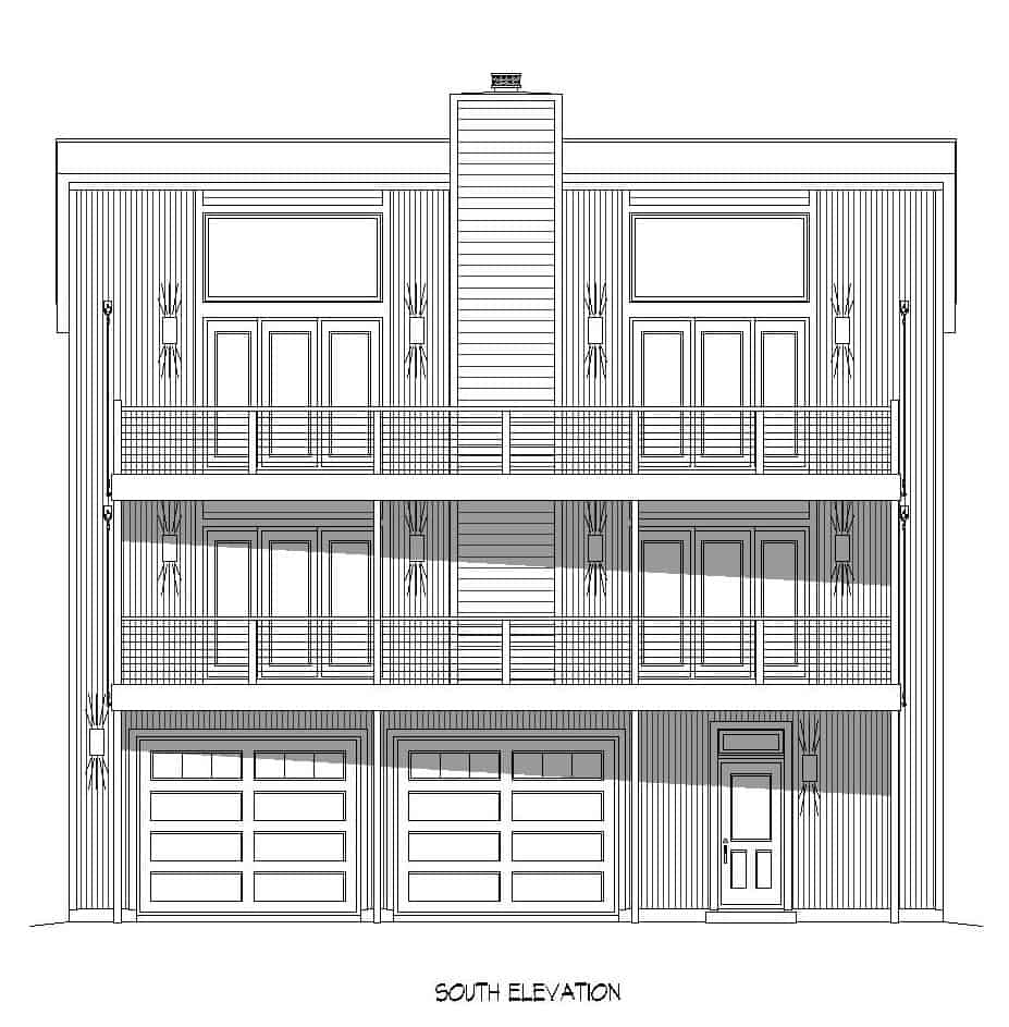 Home Plan Front Elevation of this 1-Bedroom,1187 Sq Ft Plan -196-1225