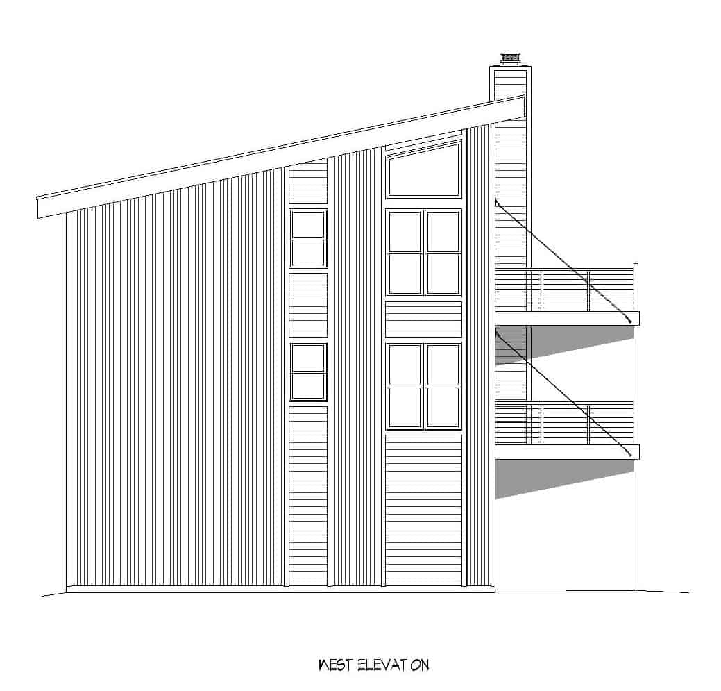 Home Plan Left Elevation of this 1-Bedroom,1187 Sq Ft Plan -196-1225