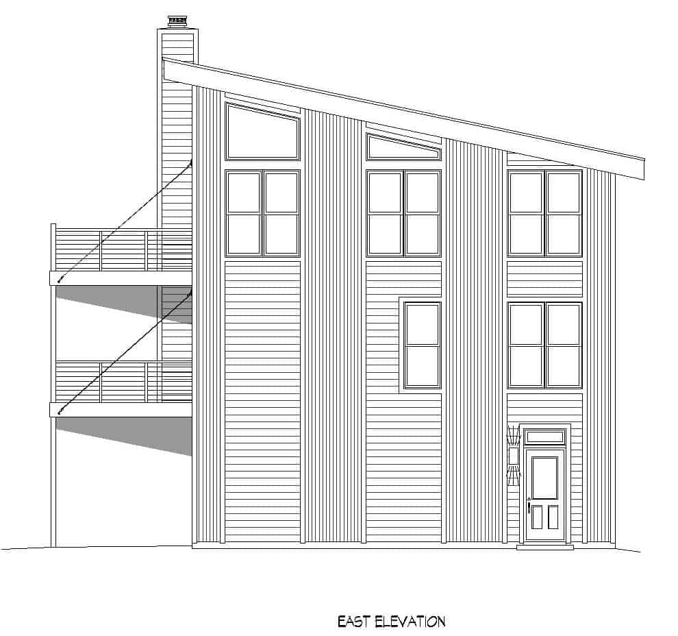 Home Plan Right Elevation of this 1-Bedroom,1187 Sq Ft Plan -196-1225