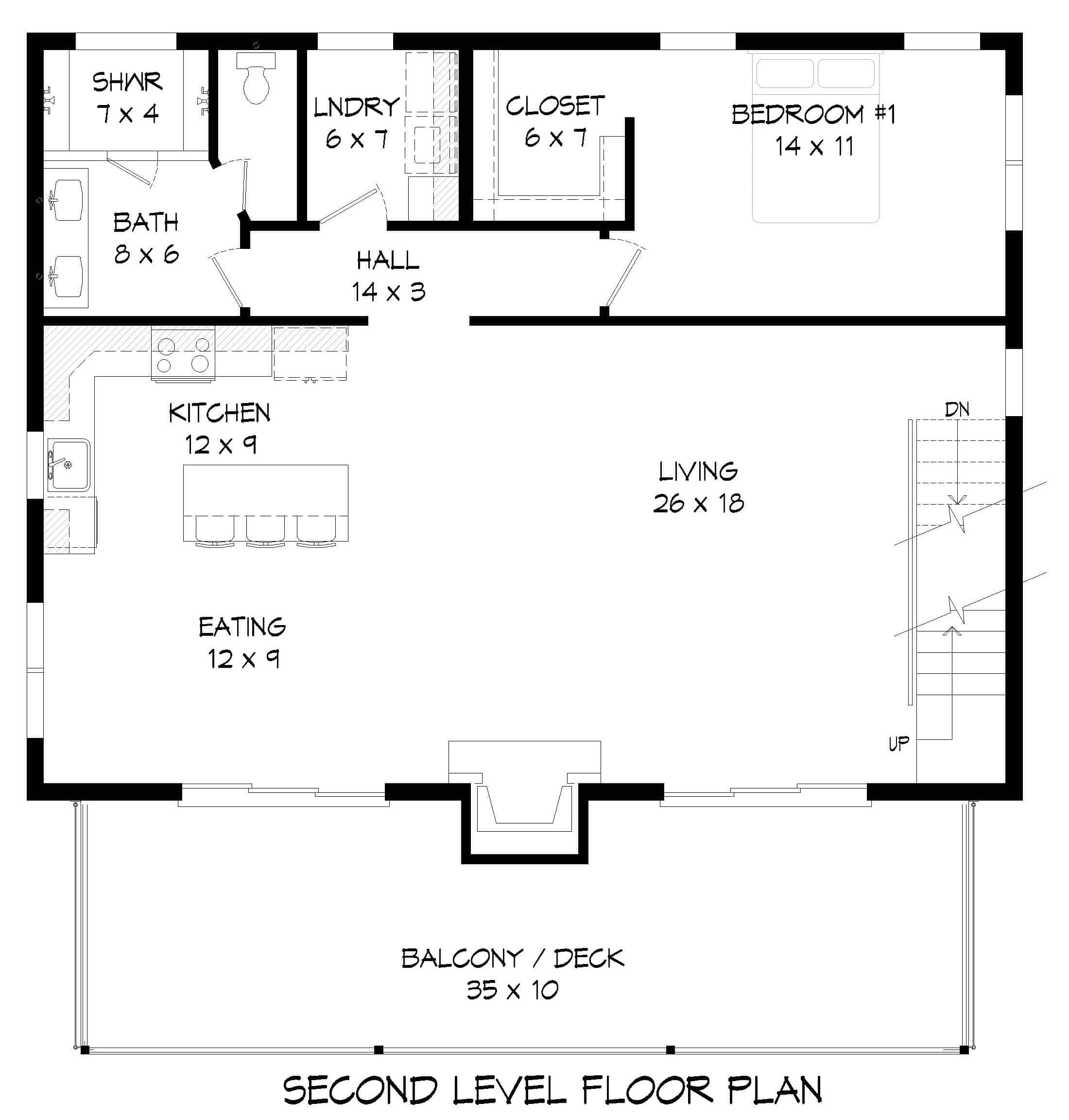 Upper Level of Contemporary Plan #196-1225
