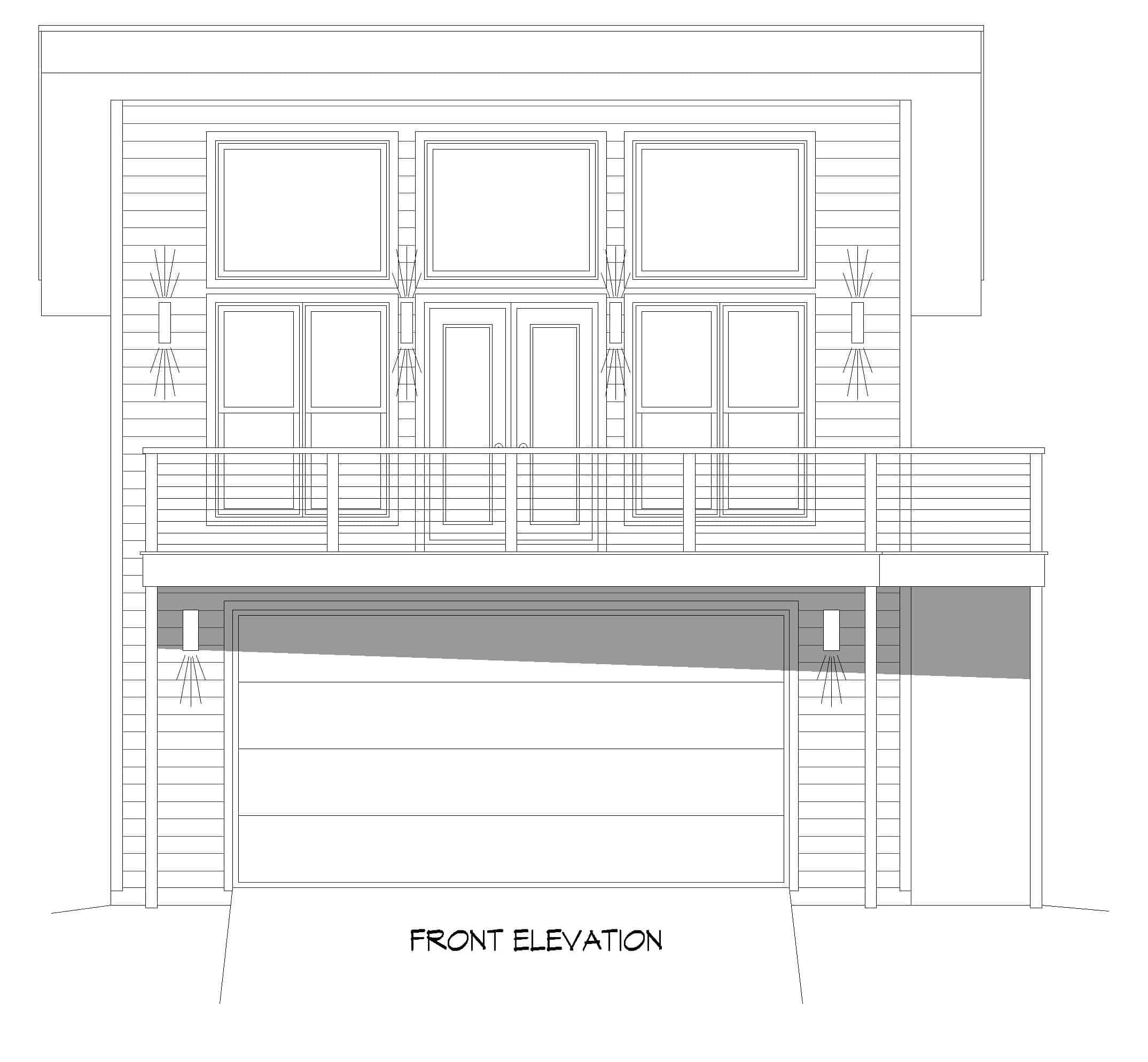 Home Plan Front Elevation of this 2-Bedroom,878 Sq Ft Plan -196-1226