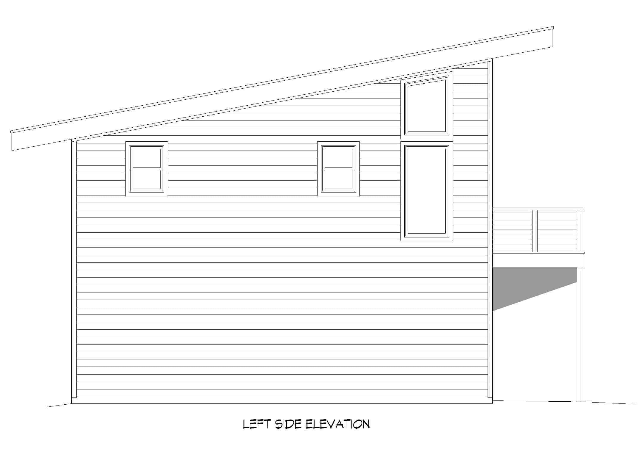 Home Plan Left Elevation of this 2-Bedroom,878 Sq Ft Plan -196-1226