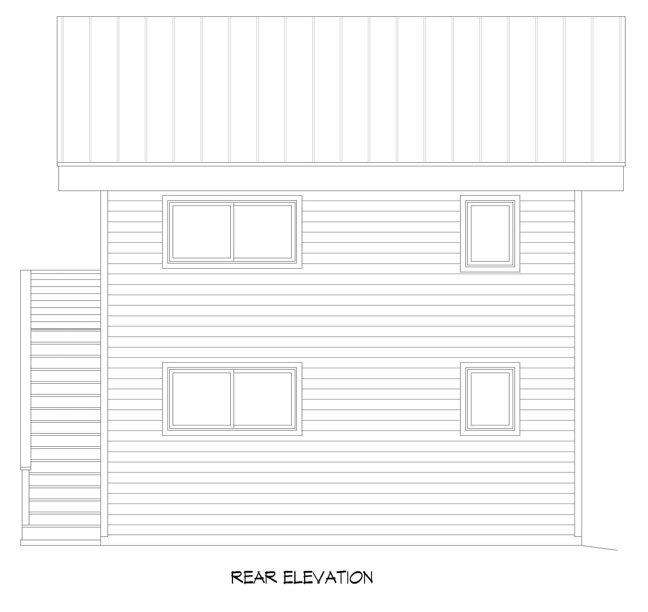 Home Plan Rear Elevation of this 2-Bedroom,878 Sq Ft Plan -196-1226