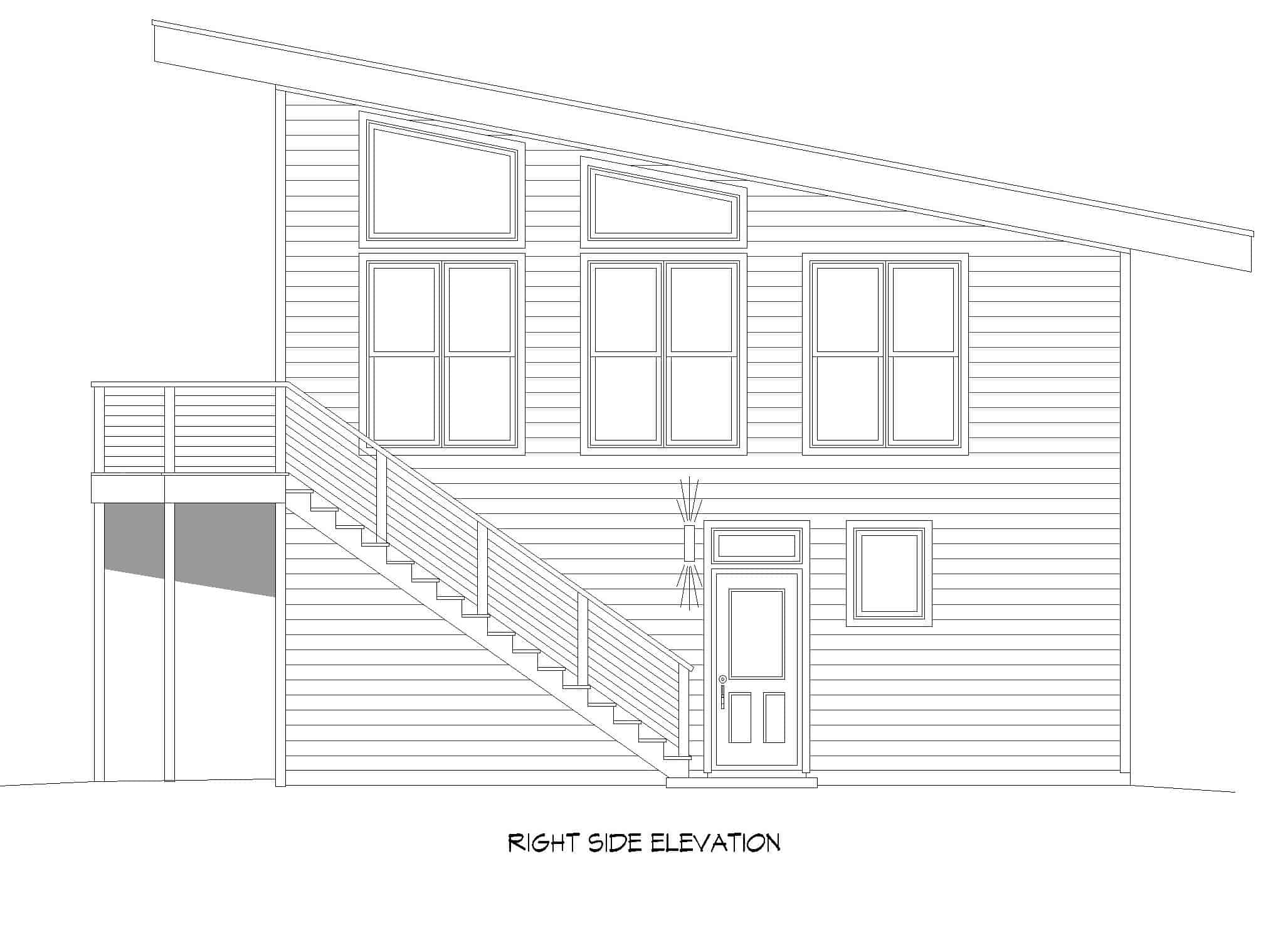Home Plan Right Elevation of this 2-Bedroom,878 Sq Ft Plan -196-1226