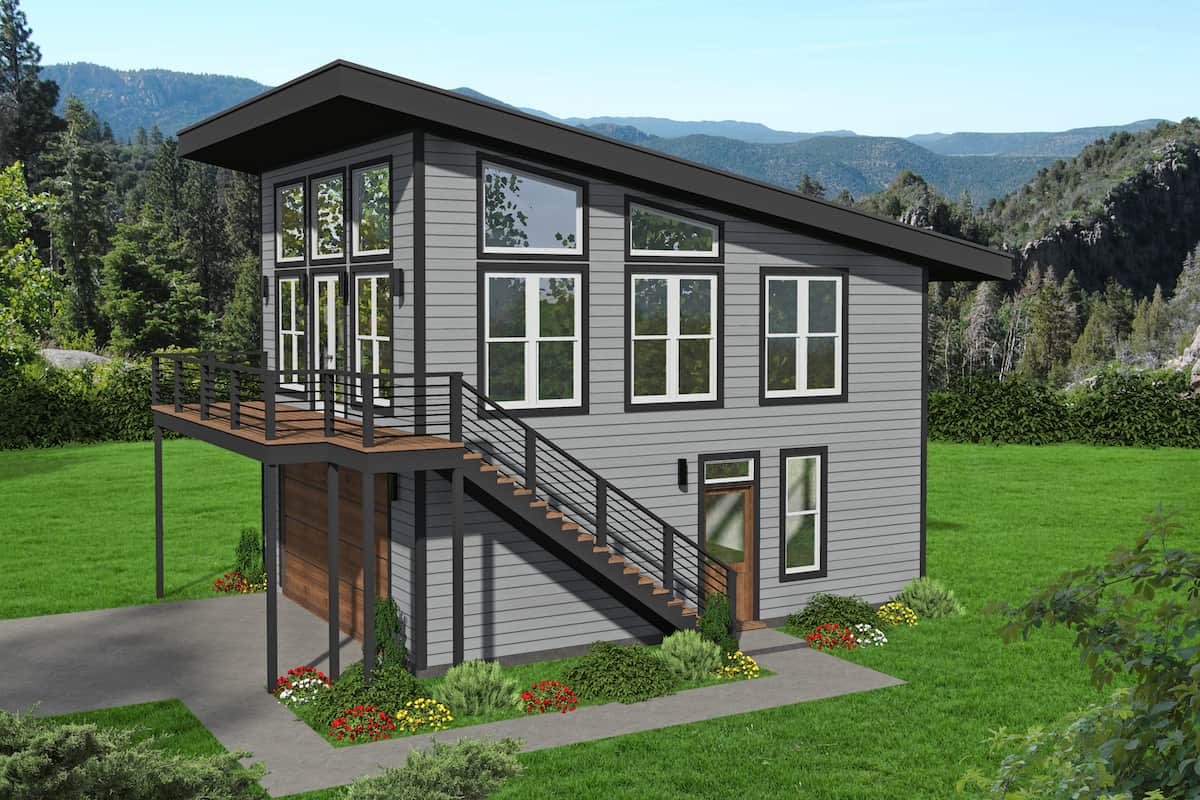 Contemporary style house (ThePlanCollection: Plan #196-1226)