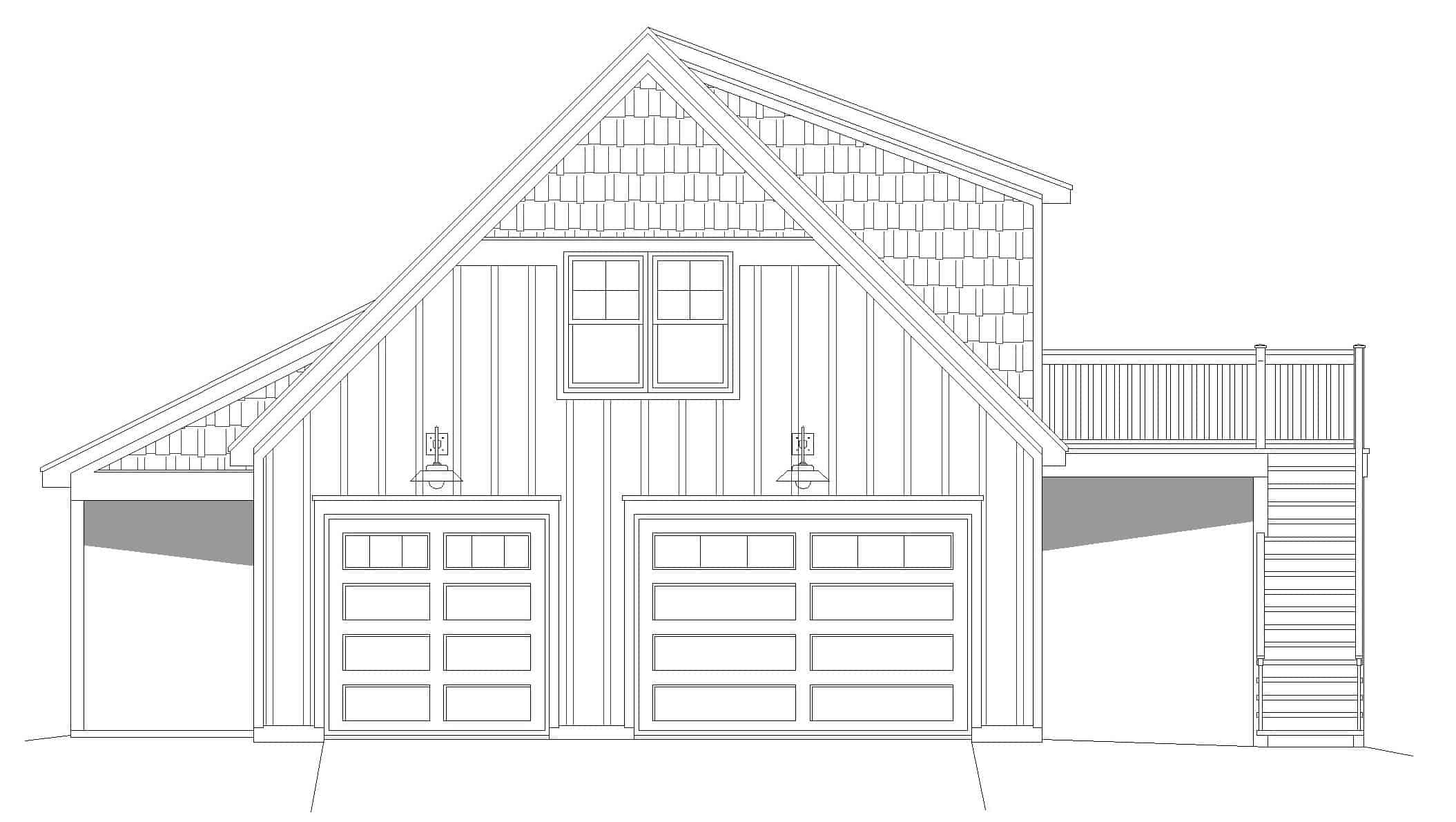 Home Plan Left Elevation of this 1-Bedroom,1132 Sq Ft Plan -196-1227