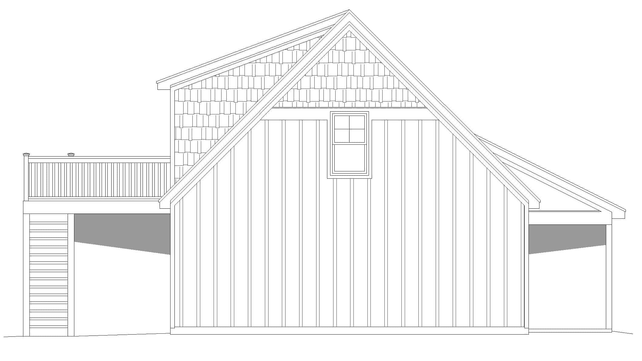 Home Plan Right Elevation of this 1-Bedroom,1132 Sq Ft Plan -196-1227