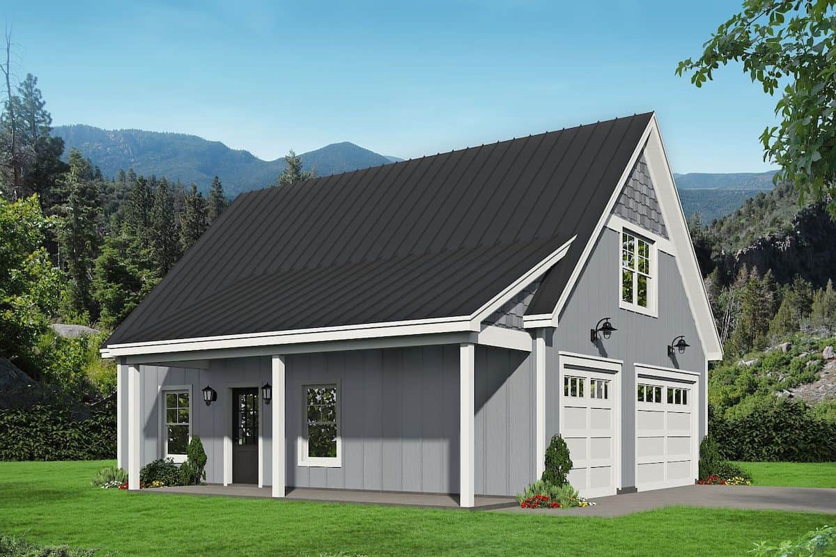 Farmhouse home (ThePlanCollection: Plan #196-1227)