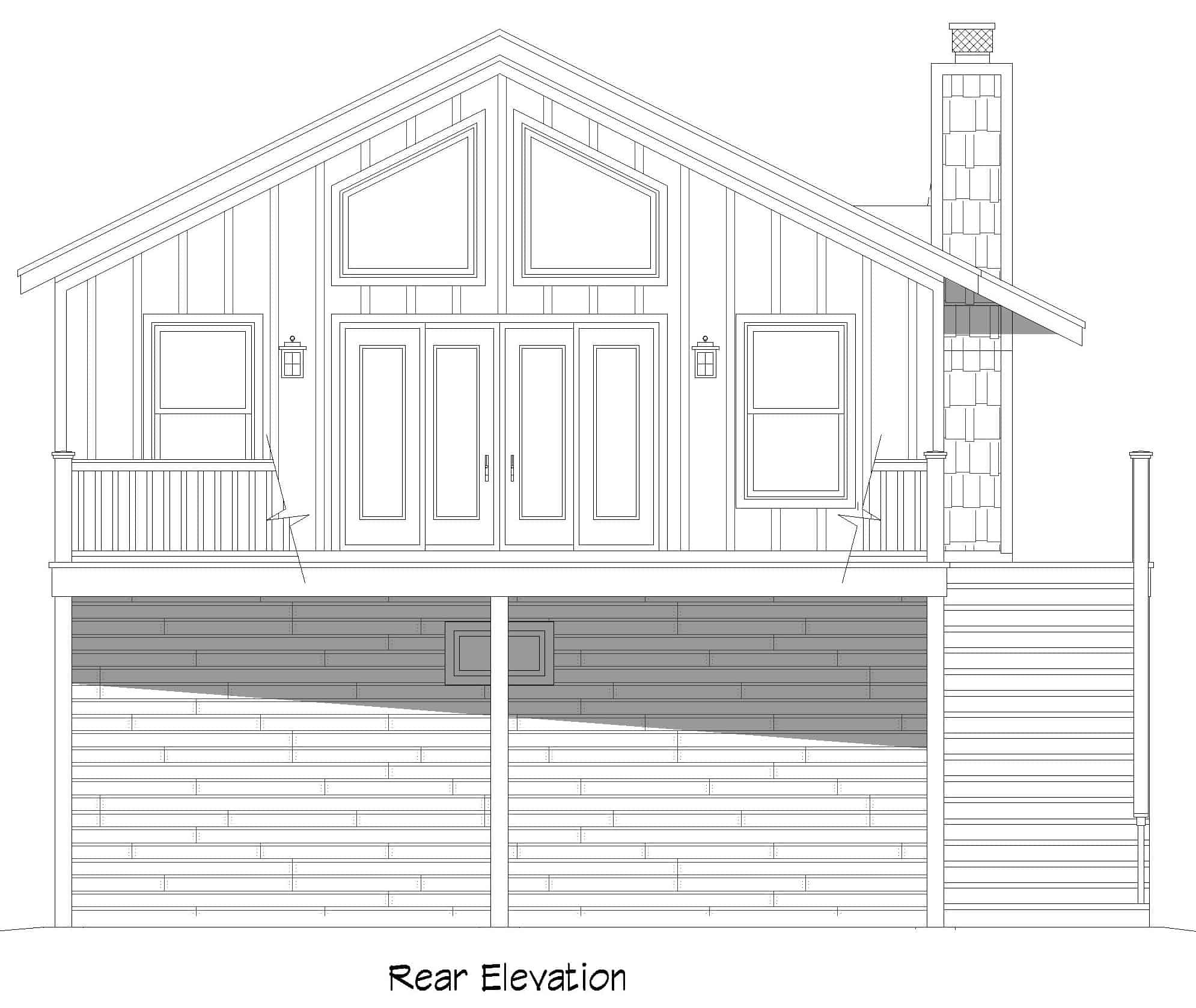 Home Plan Rear Elevation of this 1-Bedroom,1284 Sq Ft Plan -196-1228