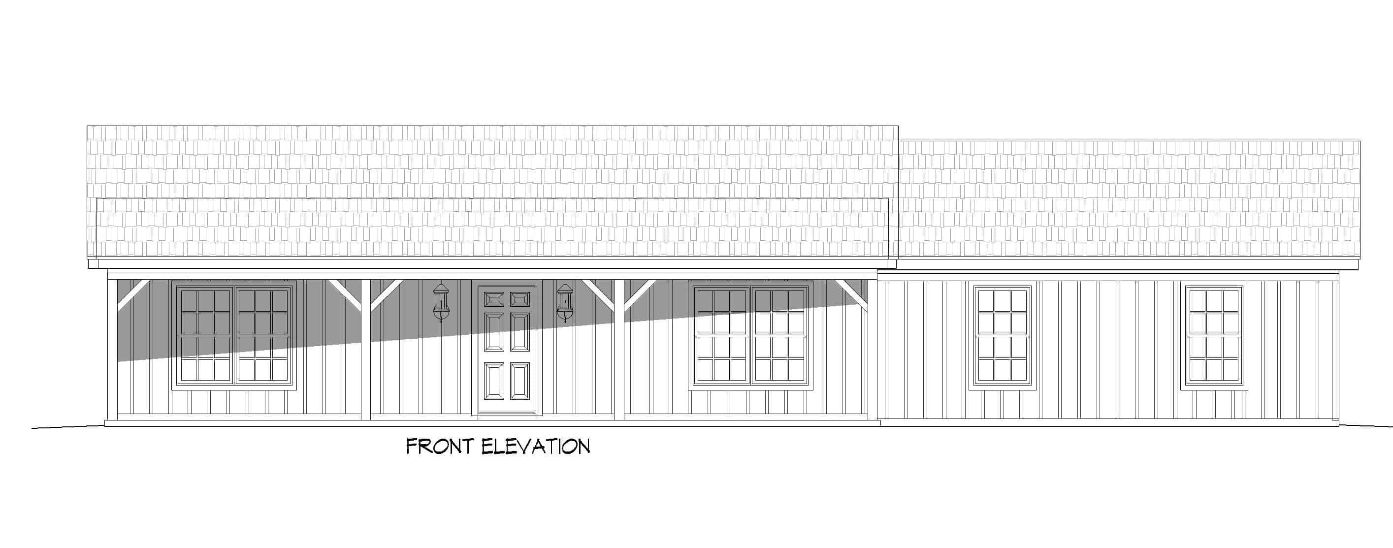 Home Plan Front Elevation of this 2-Bedroom,1000 Sq Ft Plan -196-1230