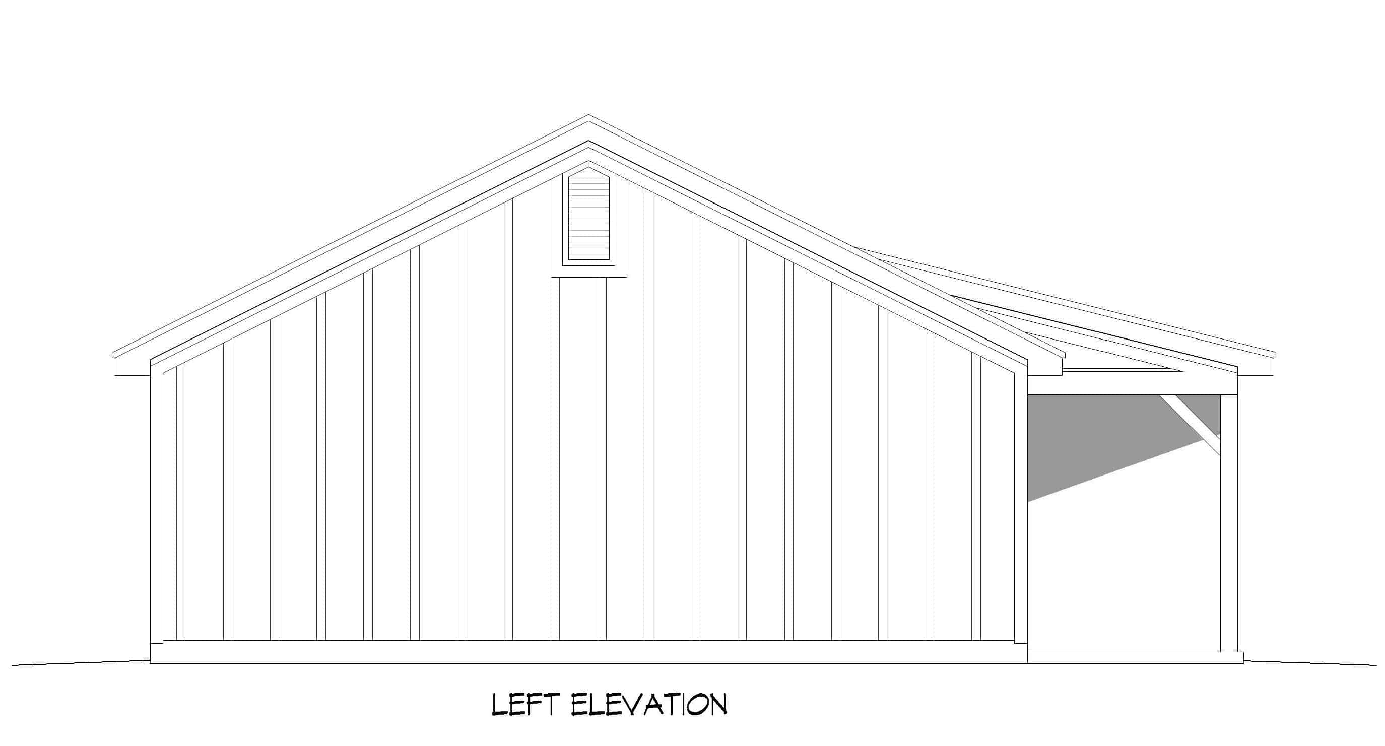 Home Plan Left Elevation of this 2-Bedroom,1000 Sq Ft Plan -196-1230