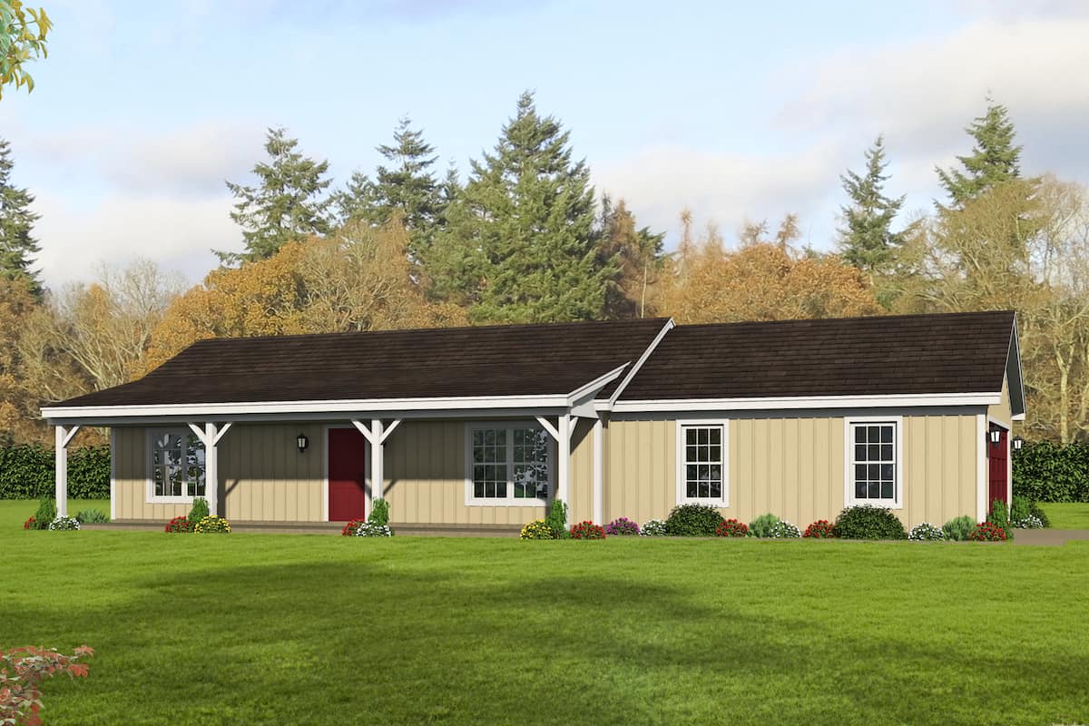 Ranch style house (ThePlanCollection: Plan #196-1230)